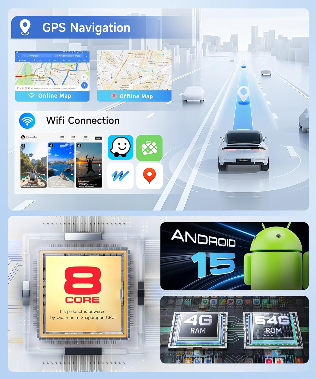 Autoradio Android 15 per Mercedes-Benz B200 2008-2011 - immagine 5