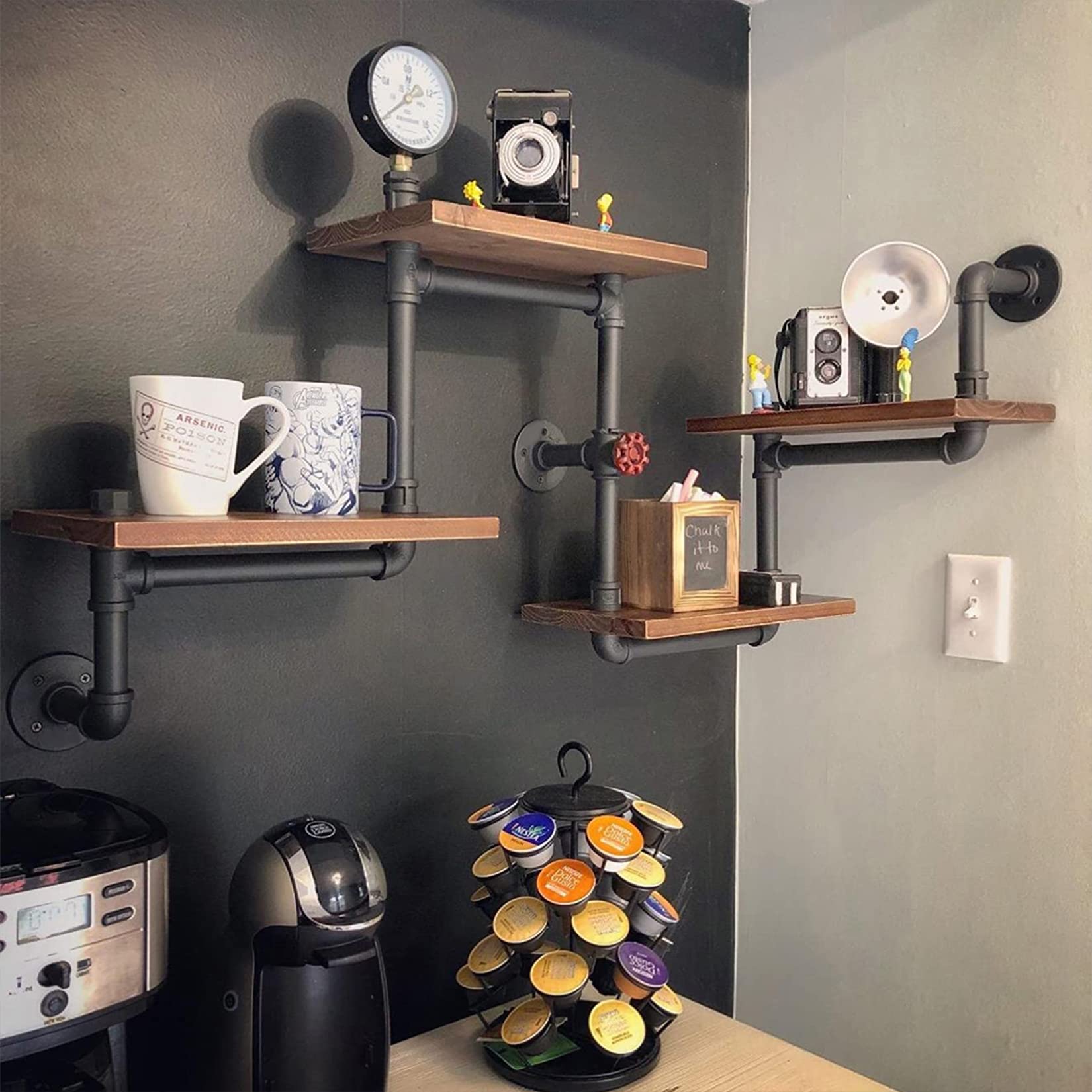 Wfderan Scaffale Parete Industriale con 4 Scalette a Tubo