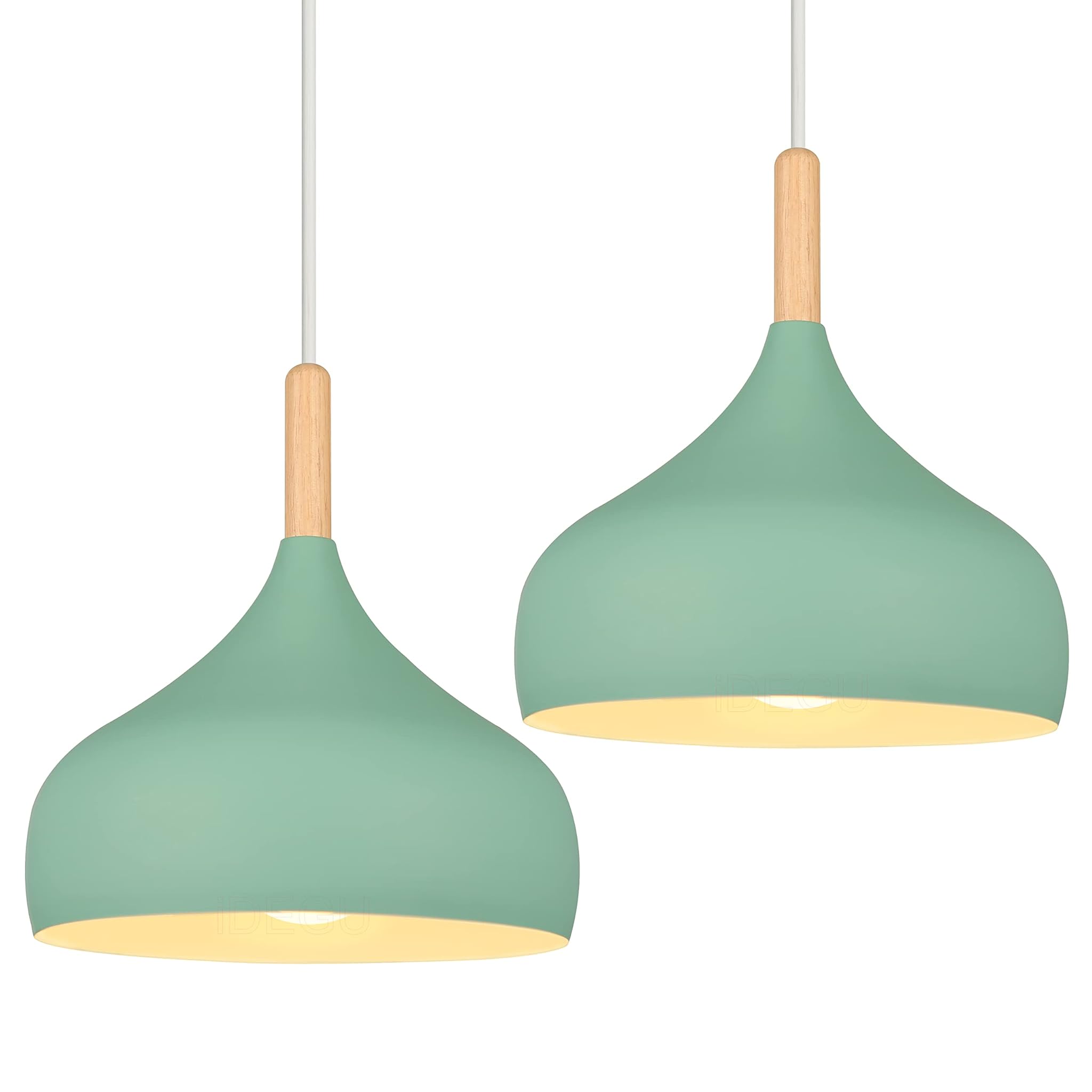 Idegu Lampadario a Sospensione Retrò 24cm, Verde, 2 Pezzi