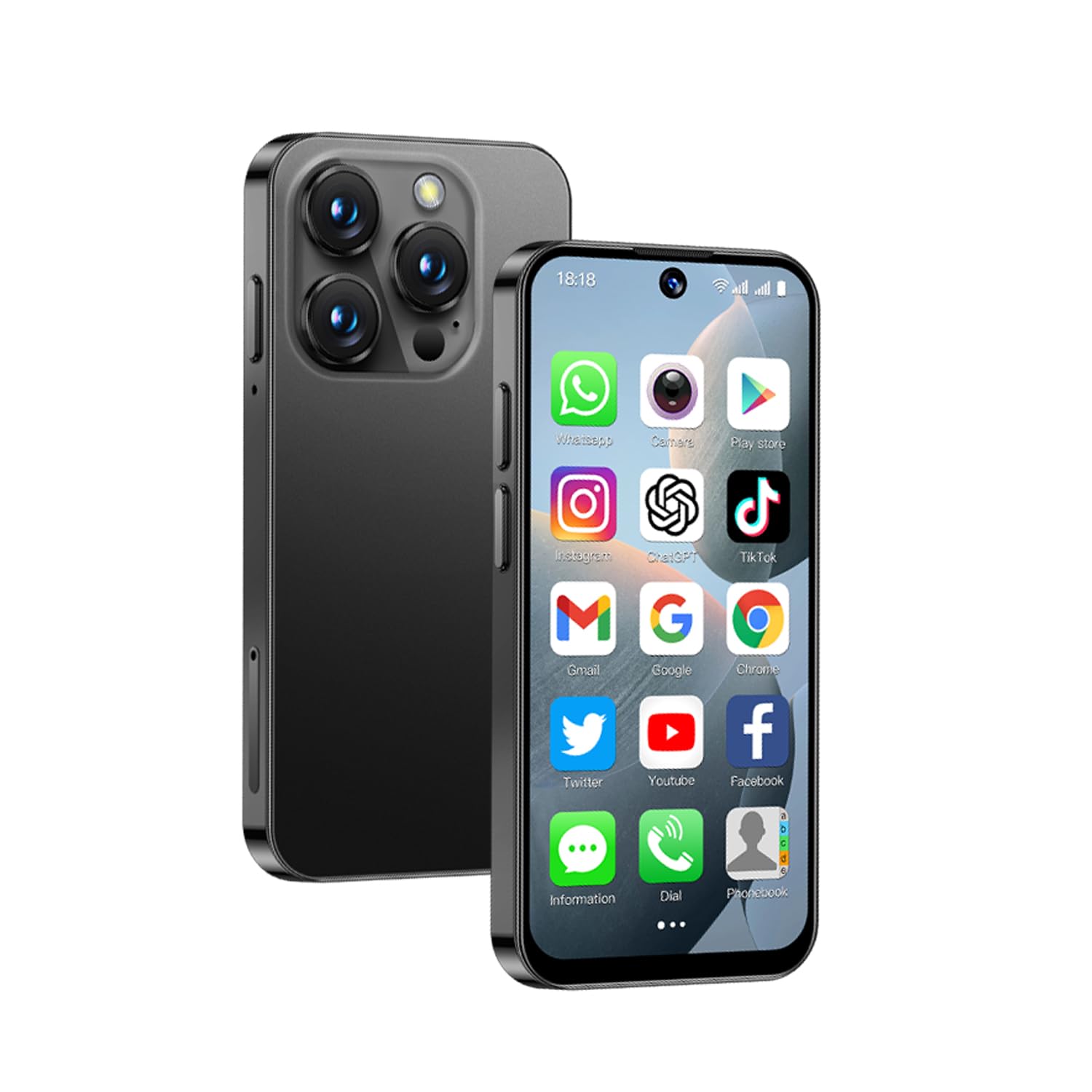 Smartphone Mini Sbloccato 2GB+16GB, Nero