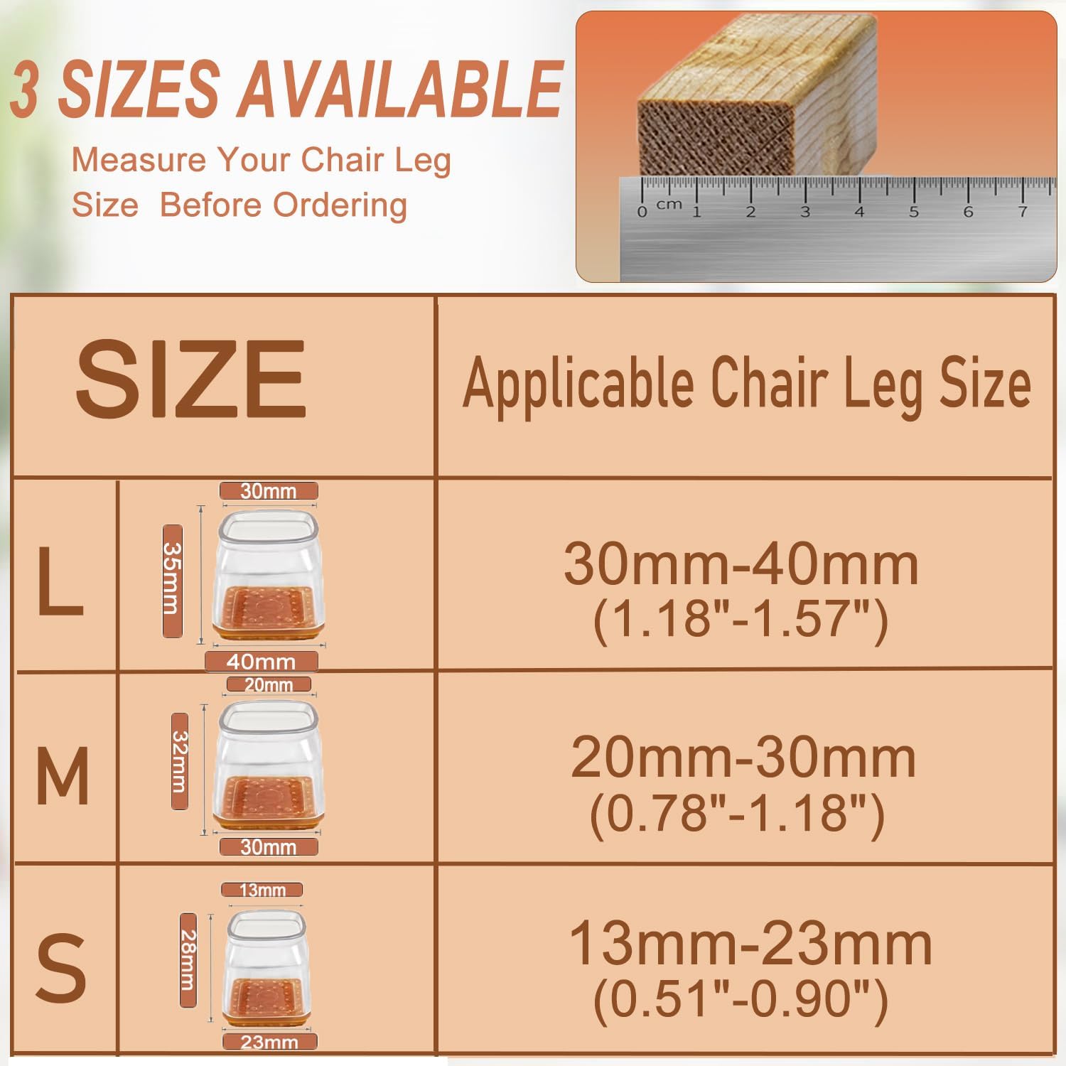 Feltrini per Sedie Quadrati in Silicone 28 Pezzi - immagine 2