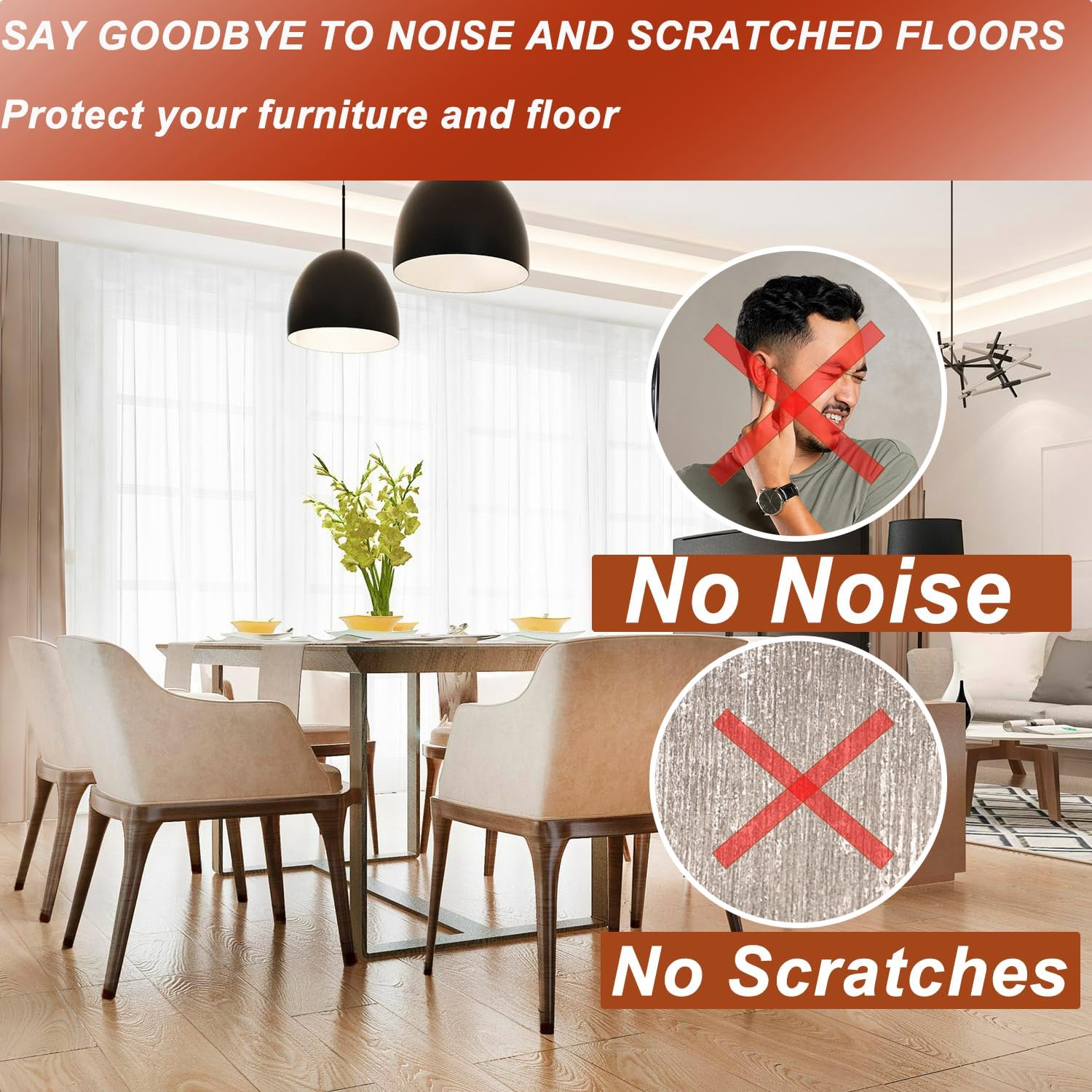 Feltrini per Sedie Quadrati in Silicone 28 Pezzi - immagine 4