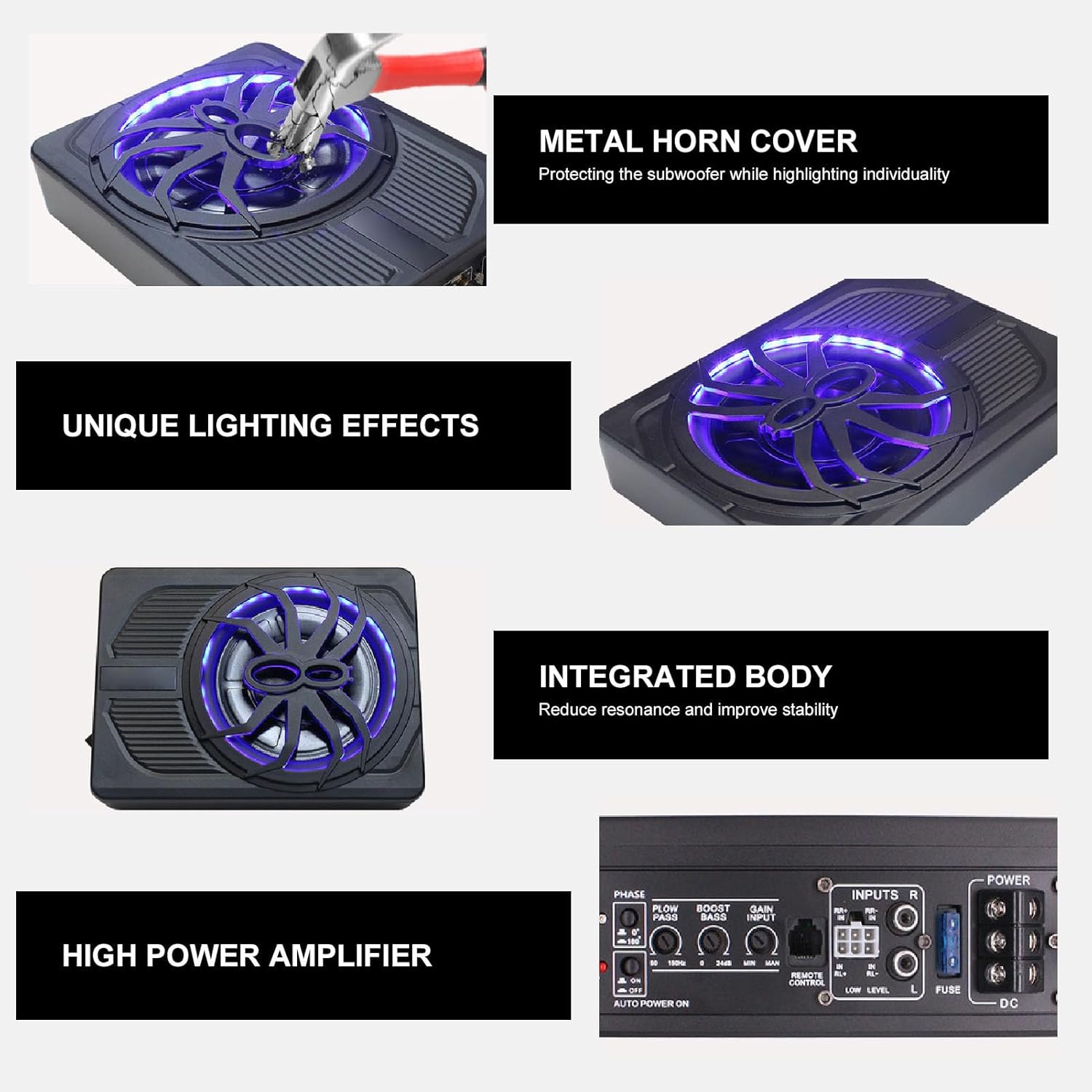 Subwoofer Auto Sottile 10" Sotto Sedile 800W - immagine 7