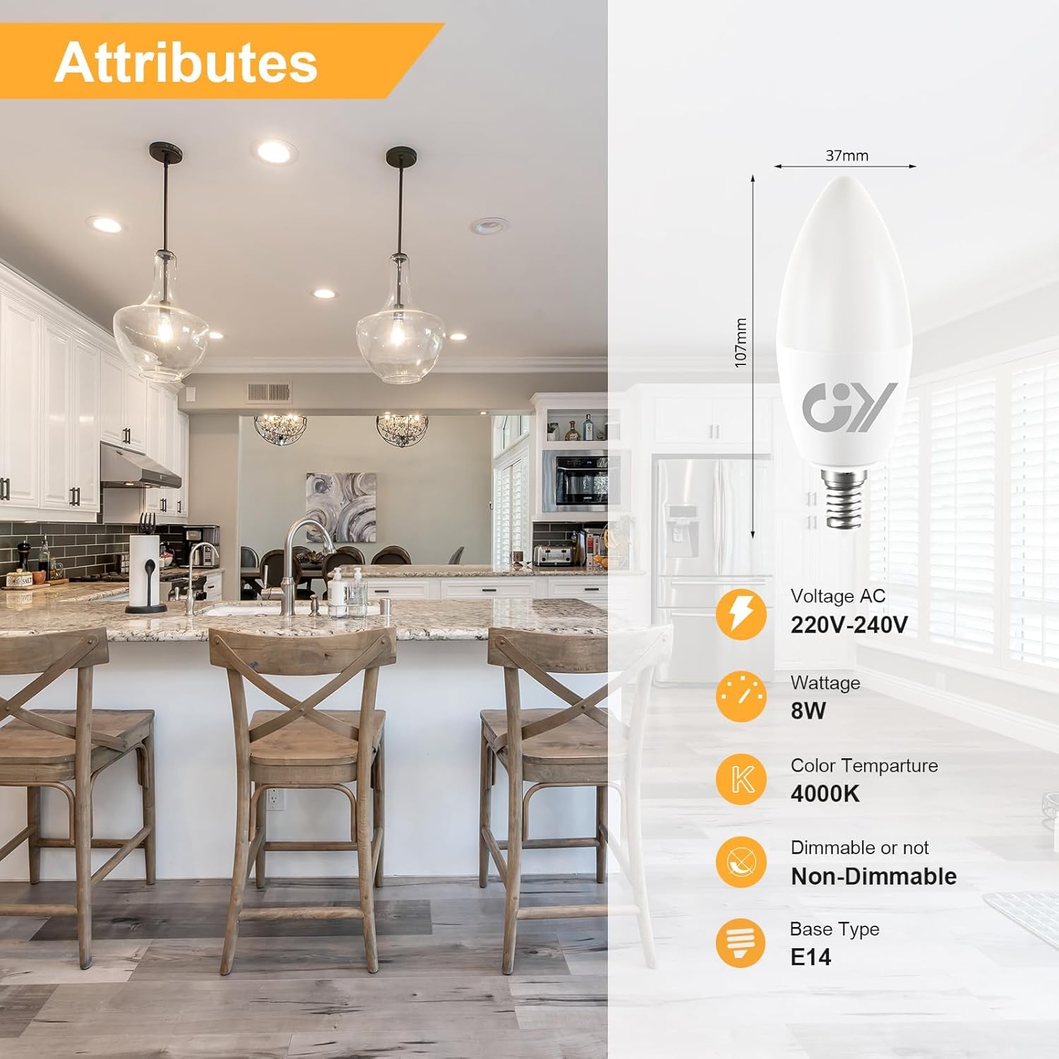 Gy Lampadine LED E14 8W (60W eq.) 880 Lumen, 12 Pezzi - immagine 2