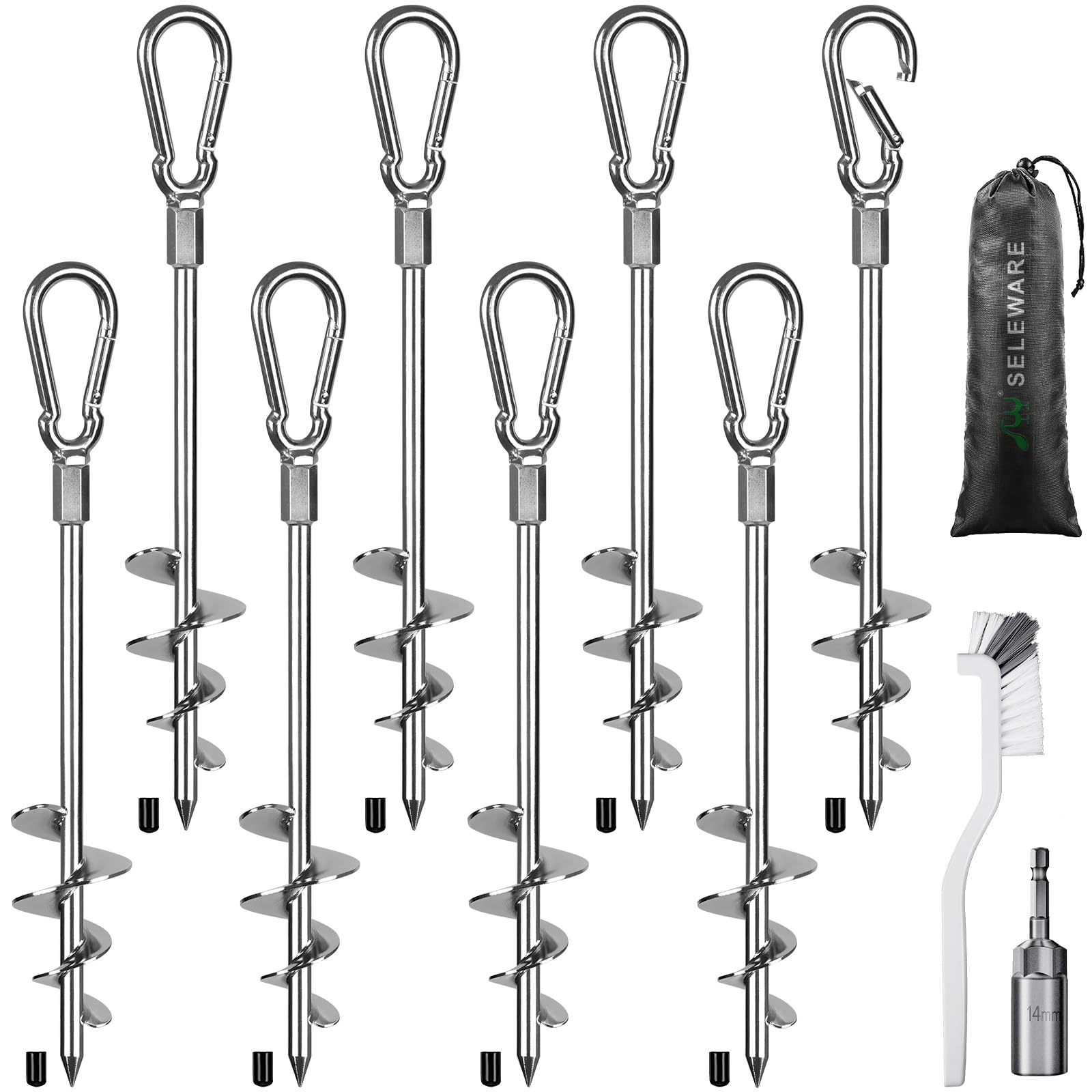 Seleware 8 Picchetti di Ancoraggio a Terra in Acciaio Inox