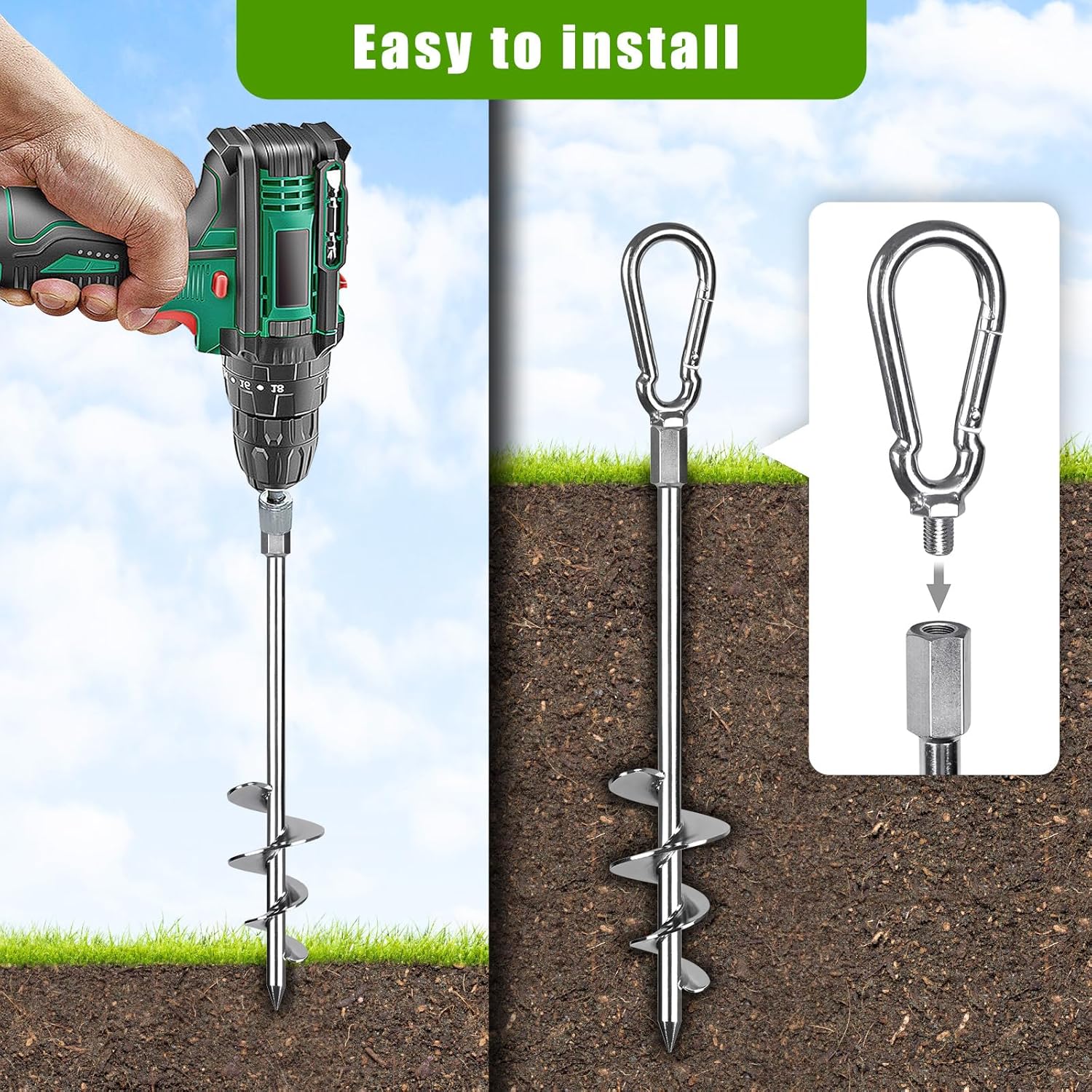 Seleware 8 Picchetti di Ancoraggio a Terra in Acciaio Inox - immagine 2