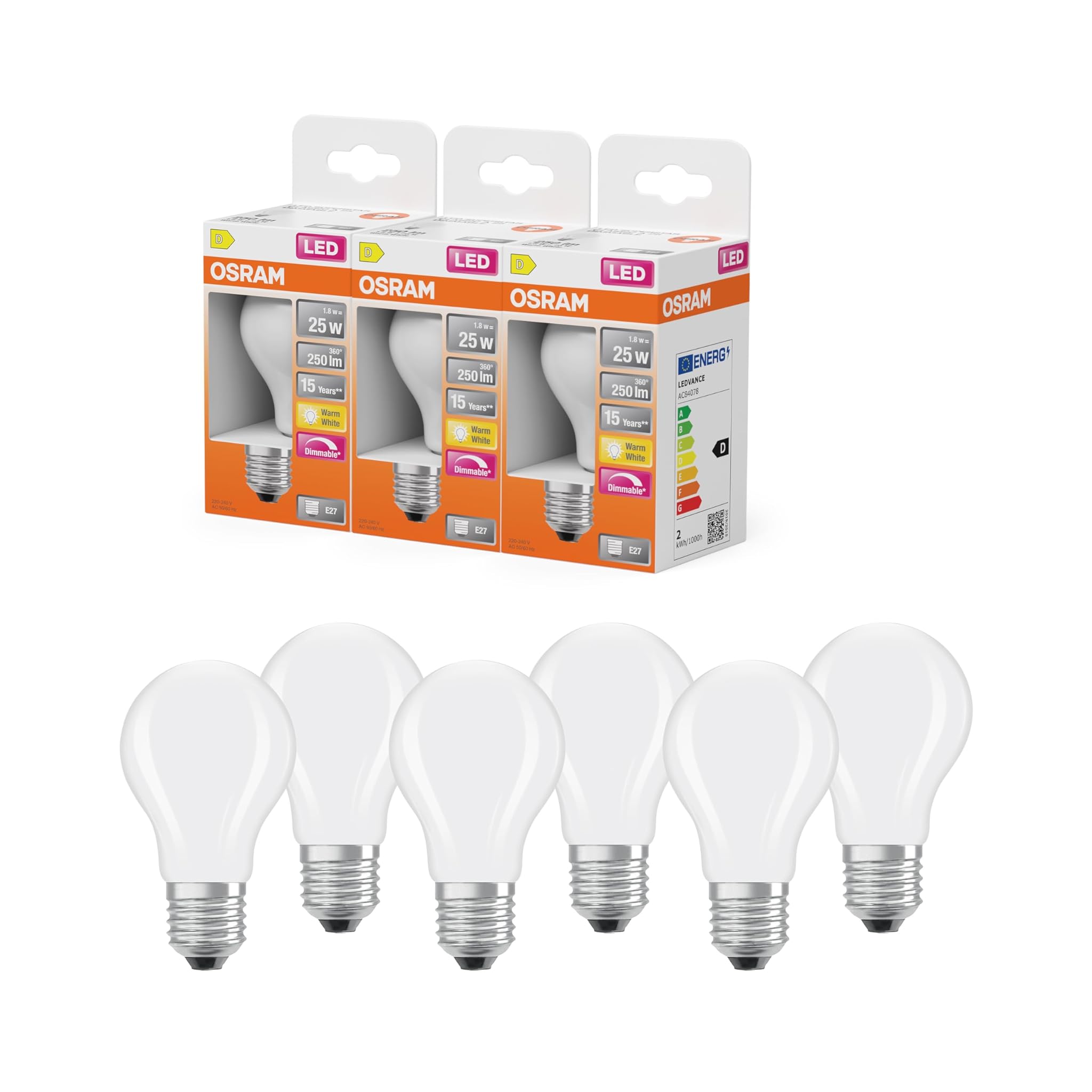 Osram Lampada LED Superstar A25 E27 1.8W, 6-Pack