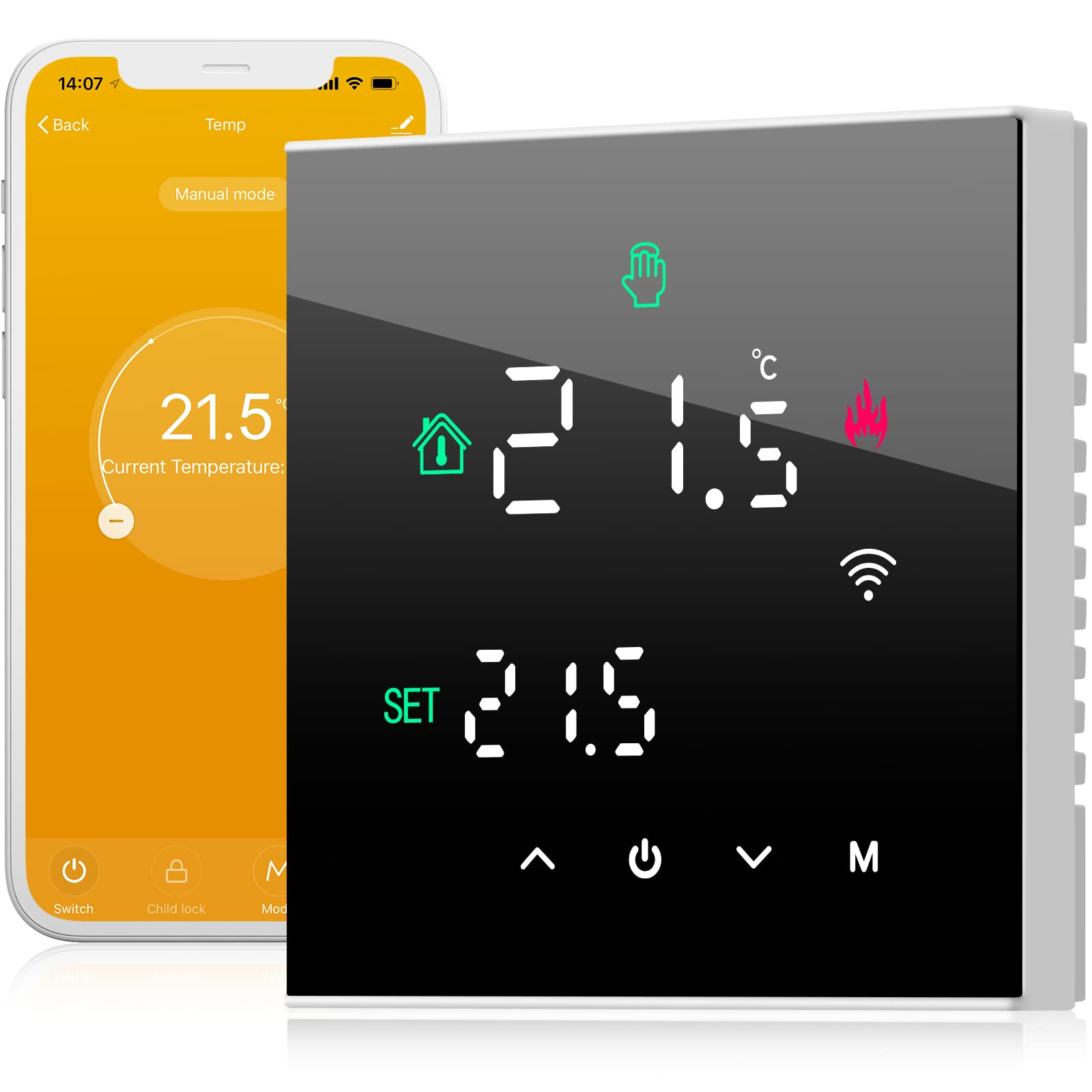 Beok Termostato Programmabile WiFi Smart APP Tuya, Nero