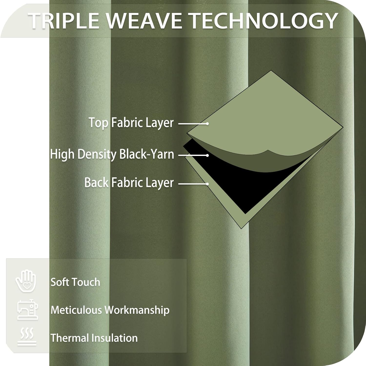 Mrtrees Tende Oscuranti Isolanti Termiche con Occhielli, Verde - immagine 3