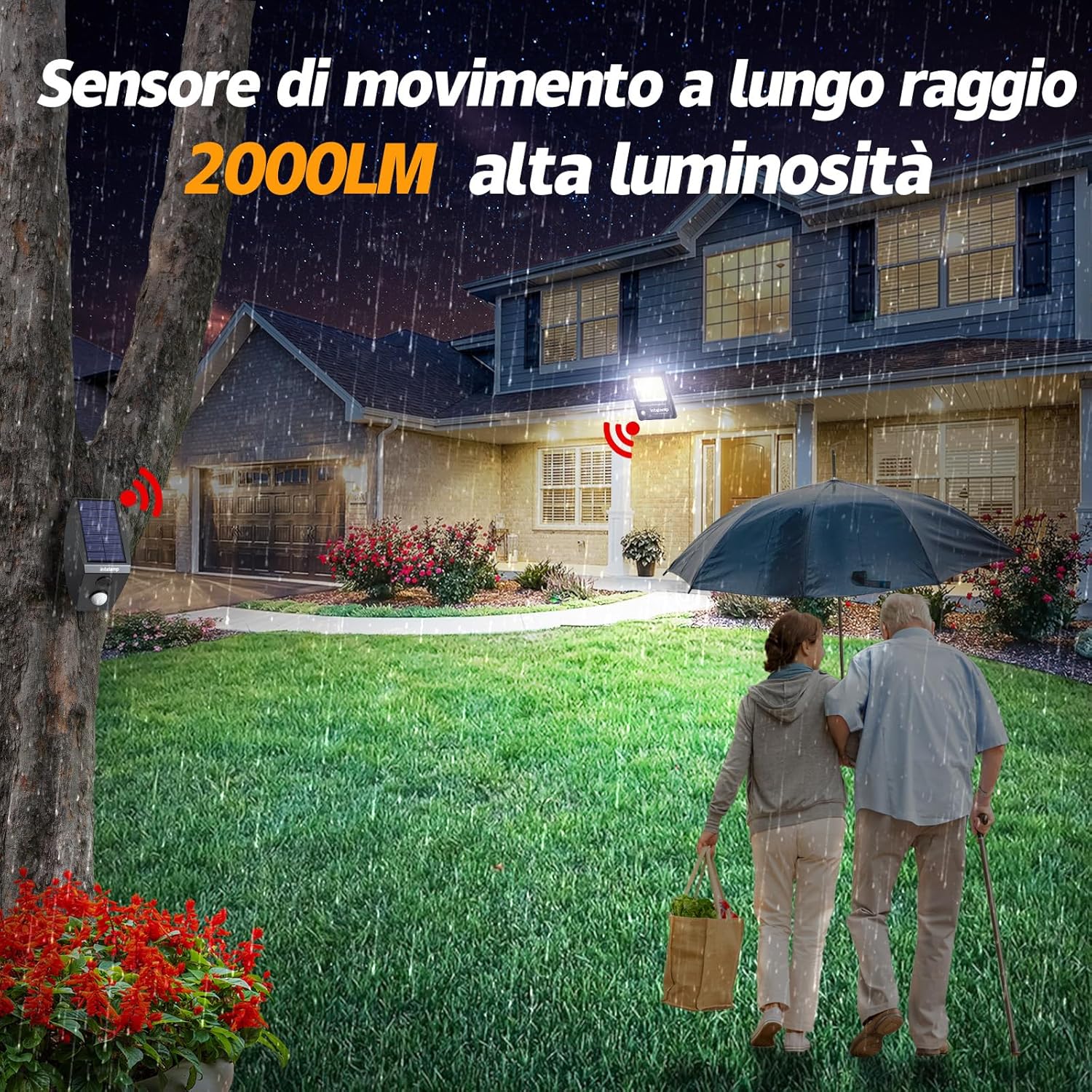 INTELAMP Fari Solari a Led da Esterno 12000mAh 2000LM - immagine 2