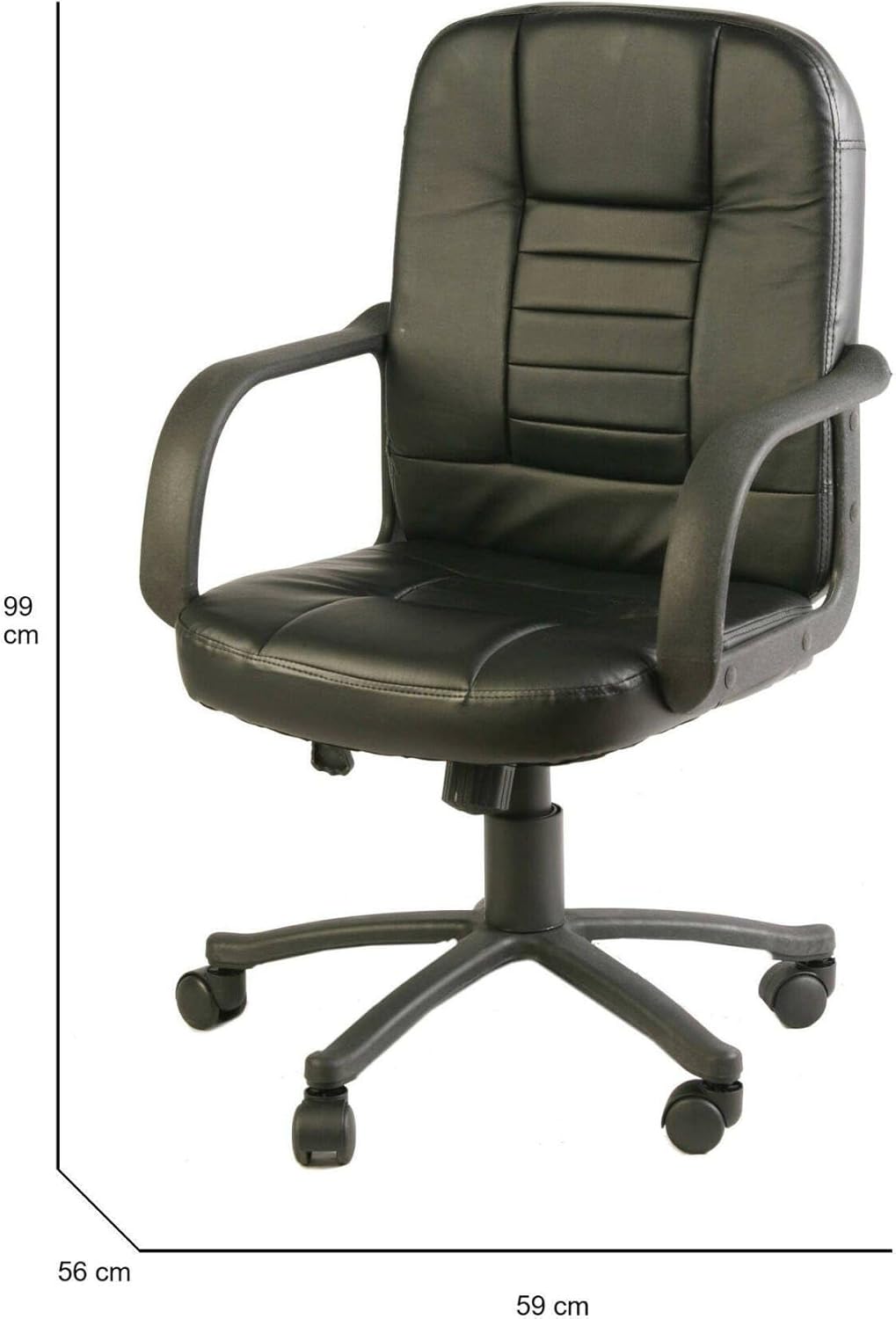 Dmora Sedia da Ufficio con Ruote, Nera - immagine 3