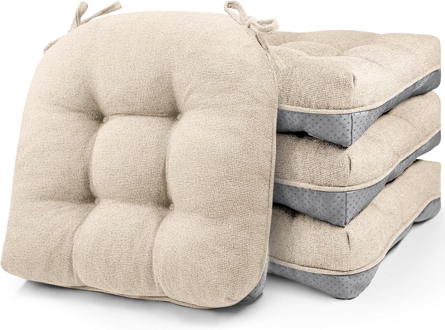 Set 4 Cuscini per Sedie da Pranzo in Memory Foam, Beige