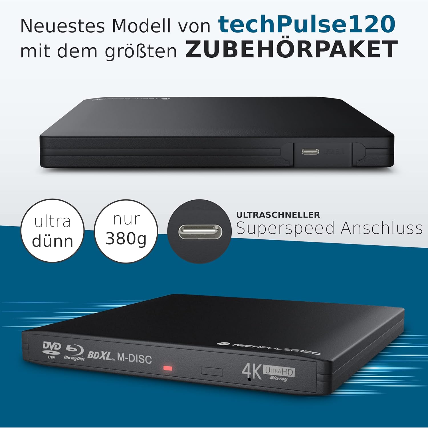 Techpulse120 - Masterizzatore Esterno USB 3.1 USB-C Blu-ray - immagine 2