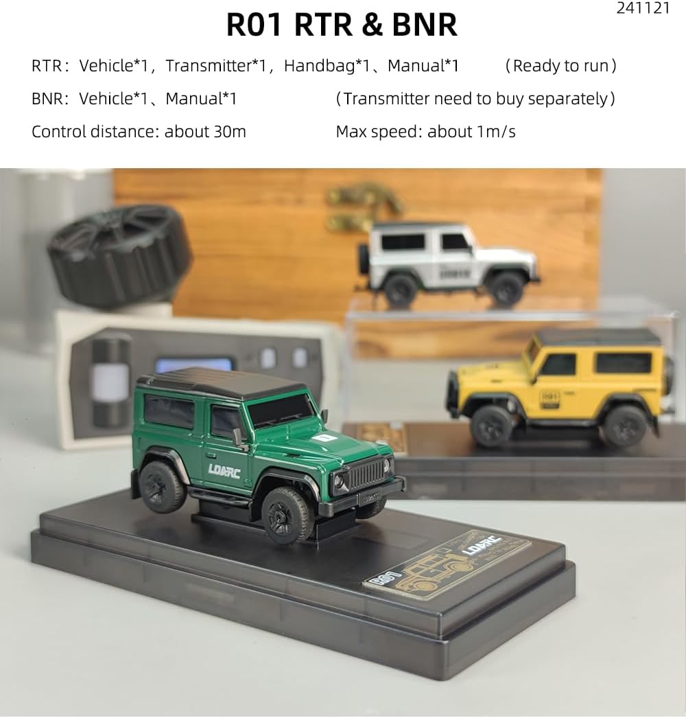 LDARC Mini Auto RC Rock Crawler 1/64, Argento - immagine 6