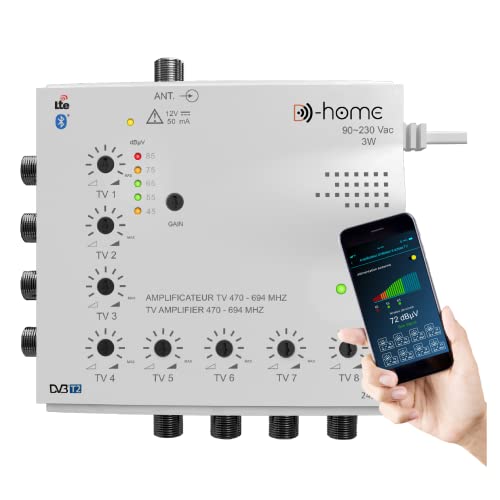 D-Home Amplificatore TV TNT Interno 8 Uscite 22dB