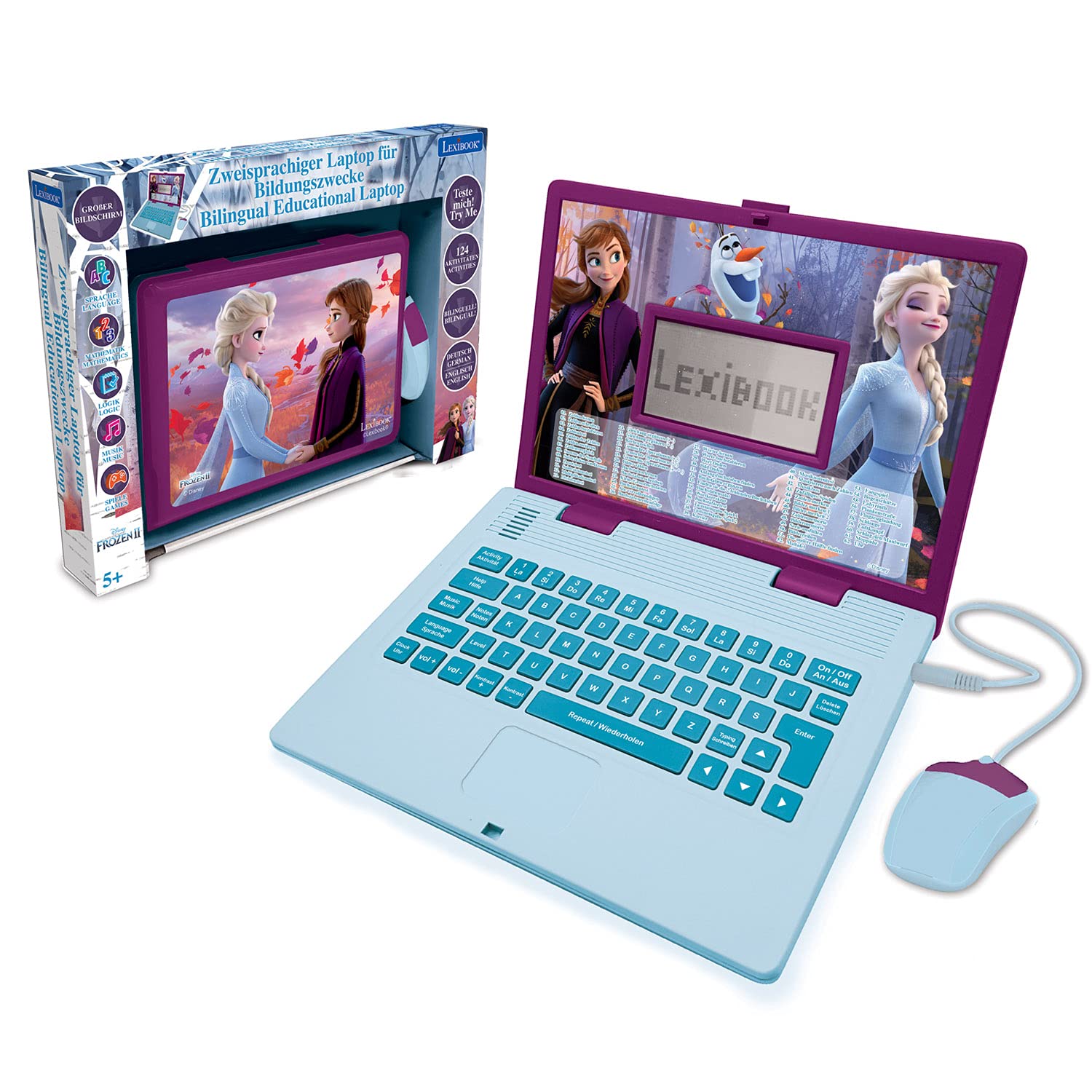 Lexibook Disney Frozen 2 - Portatile Educativo Bilingue, Blu/Viola