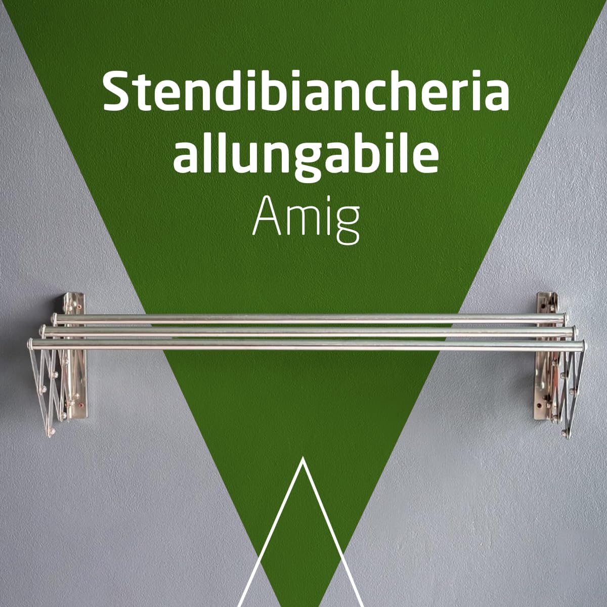 Amig Stendibiancheria Estensibile da Parete 140x14x3 cm - immagine 2