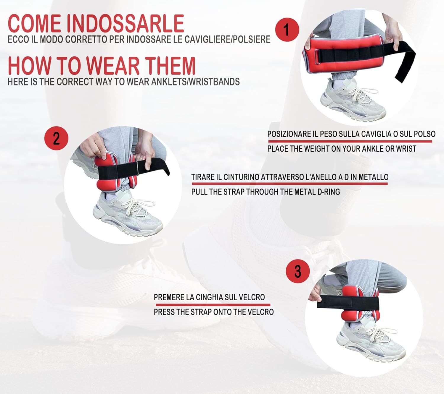 Cavigliere Appesantite Regolabili con Chiusura a Strappo - immagine 3