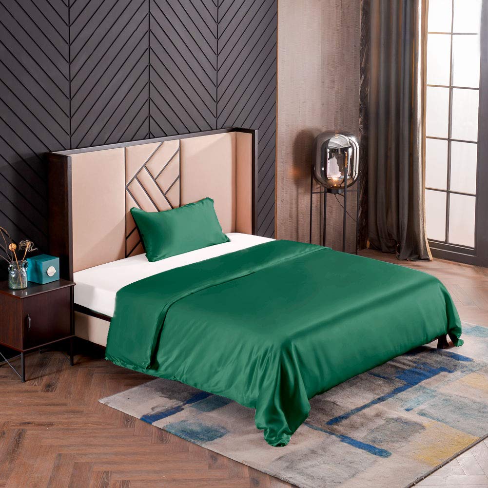 Thxsilk Set Biancheria Letto Seta 19 Momme, Verde Smeraldo