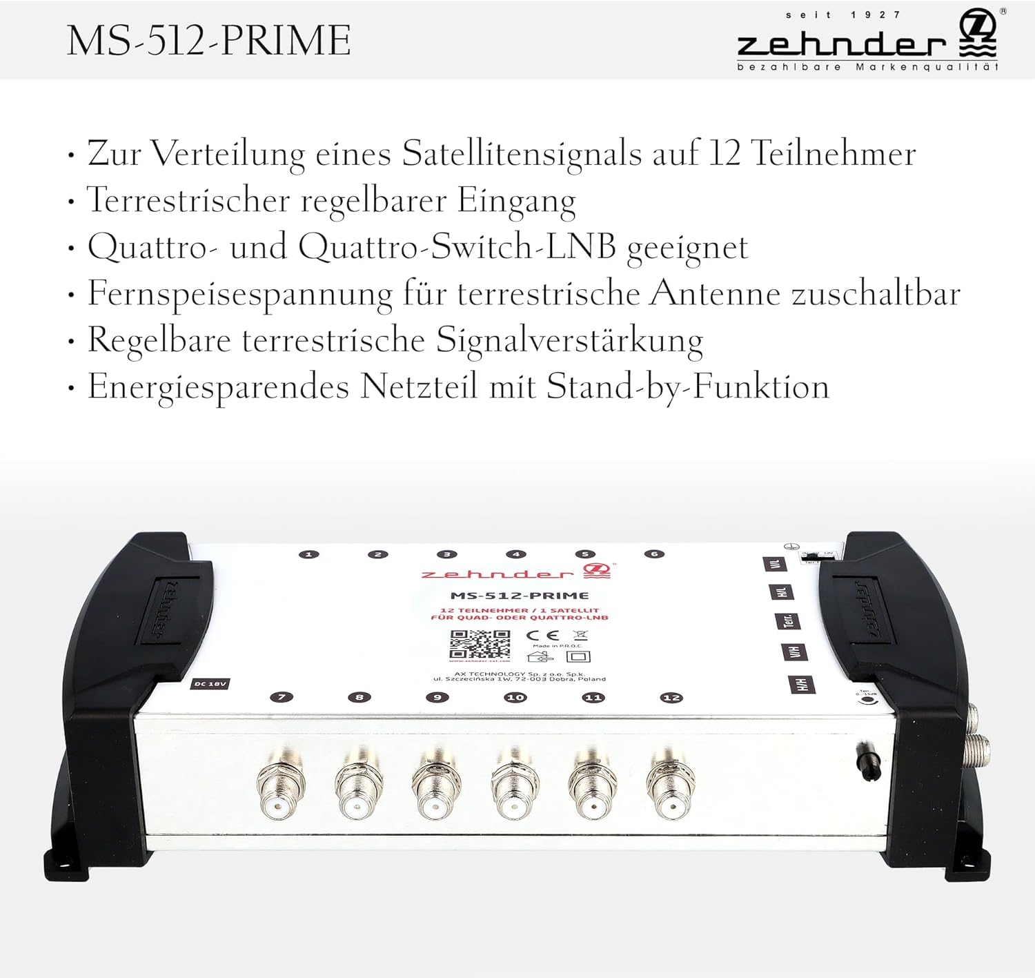 ZEHNDER 5/12 Multiswitch 12 Partecipanti 1 Satellite - immagine 4