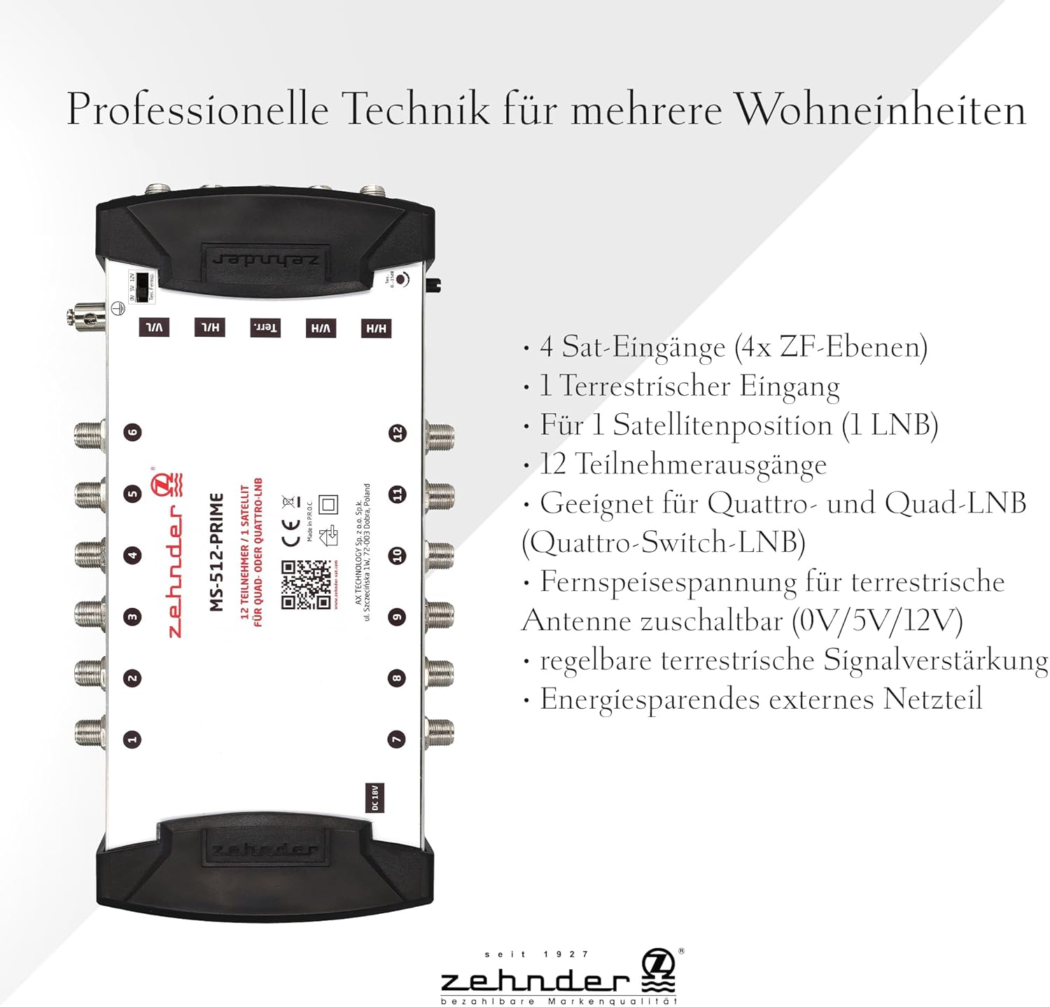 ZEHNDER 5/12 Multiswitch 12 Partecipanti 1 Satellite - immagine 5