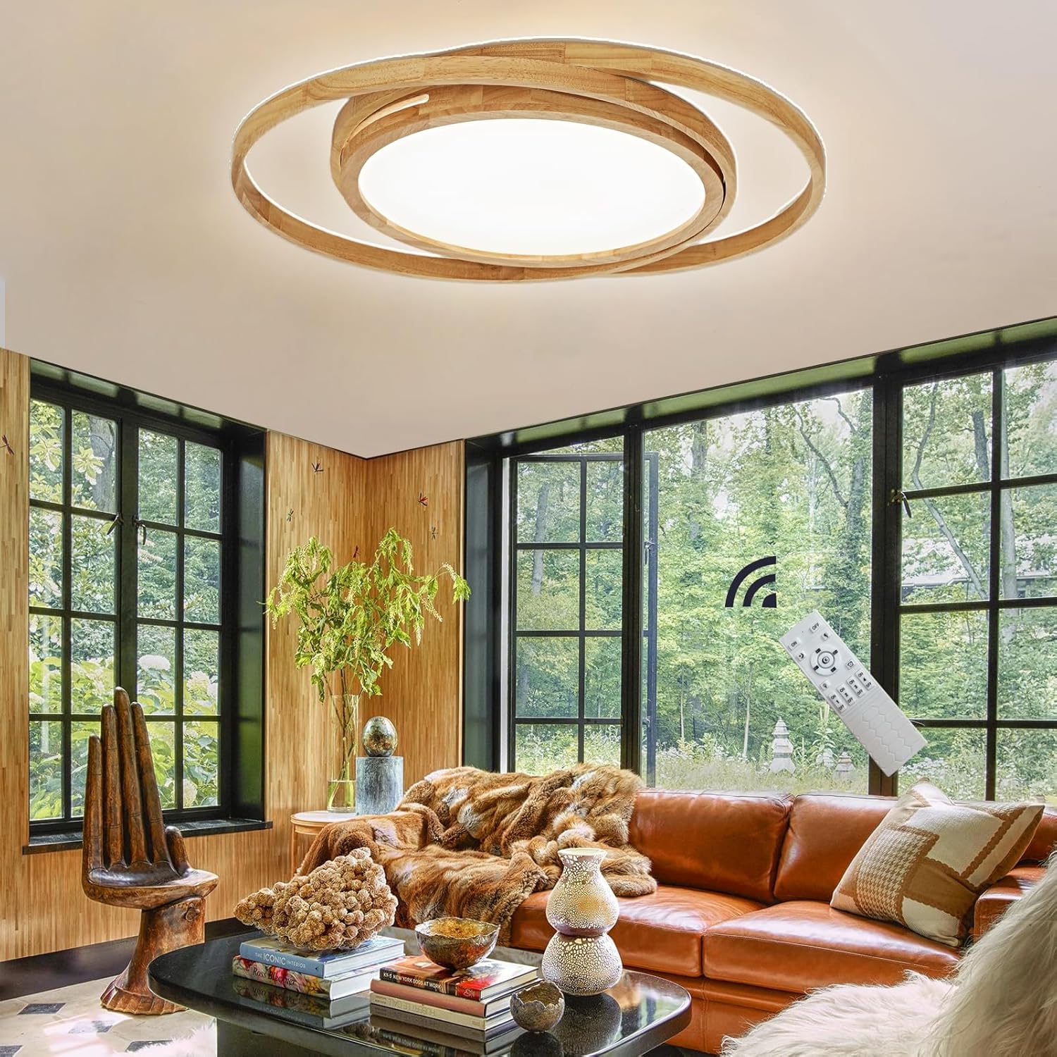 Ghiycotdl Plafoniera Led Soffitto 2 Anelli Tondi Ø52Cm