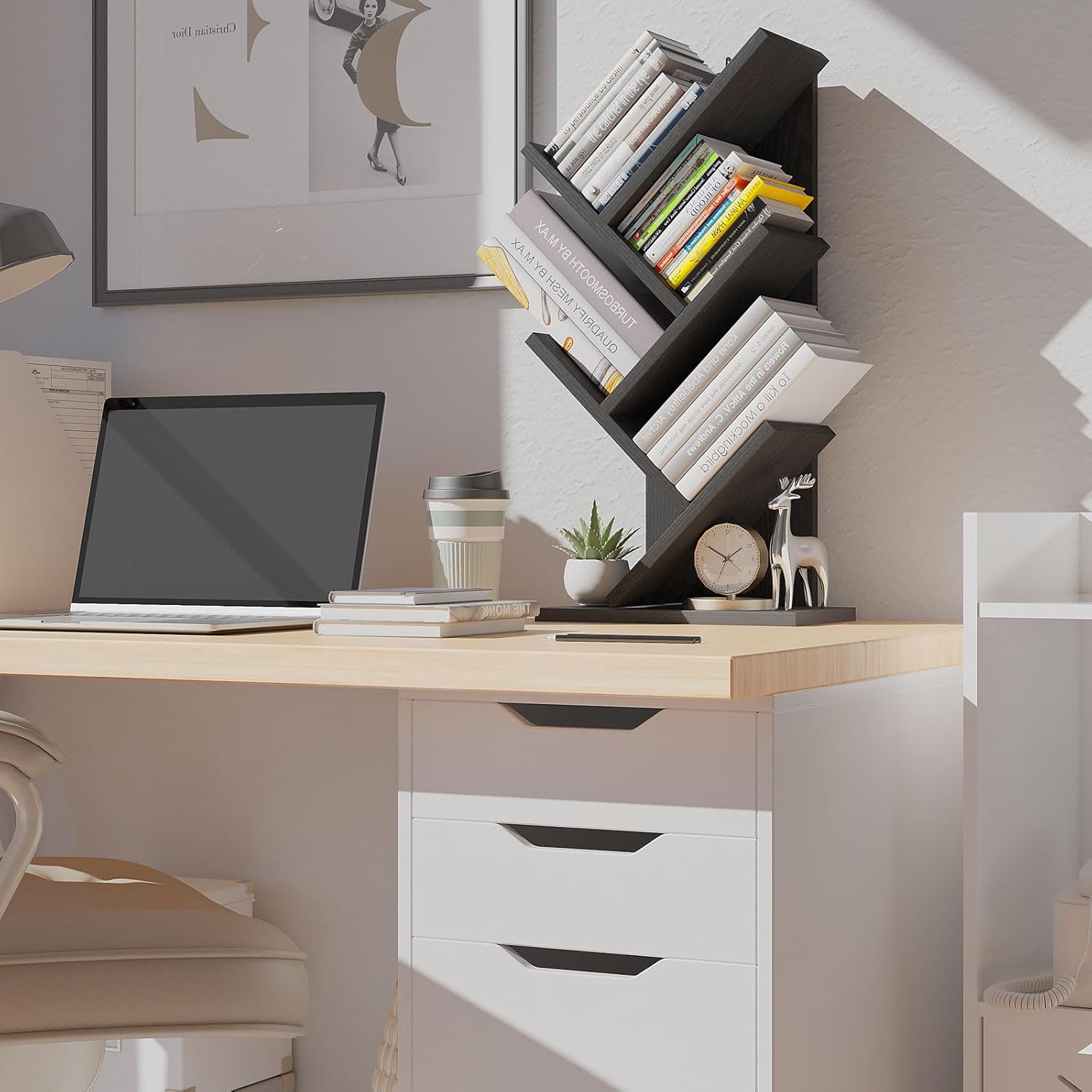 Ymyny Libreria ad Albero 4 Ripiani, Nero - immagine 5