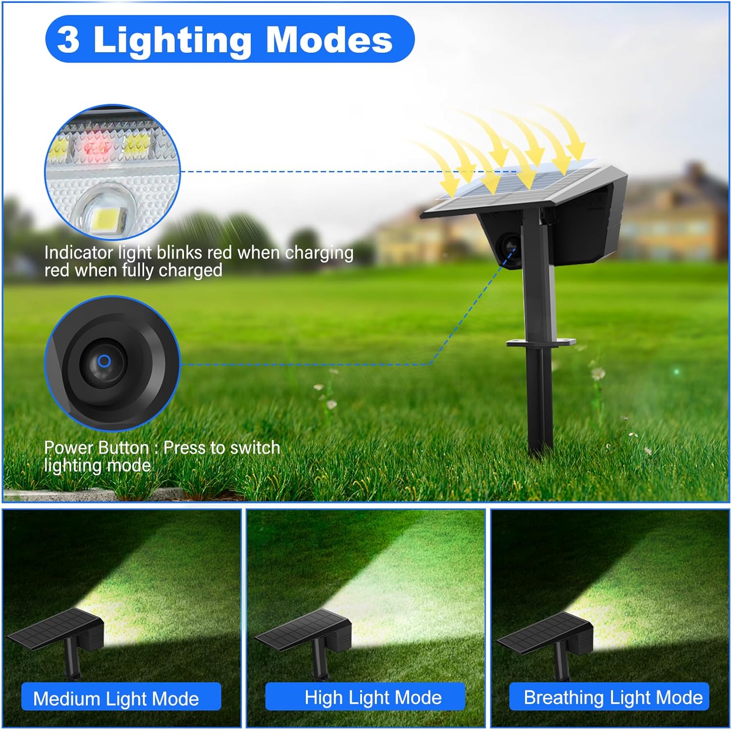 Fiflying Luci Solari per Esterni 2 Pezzi, Bianco Freddo - immagine 3