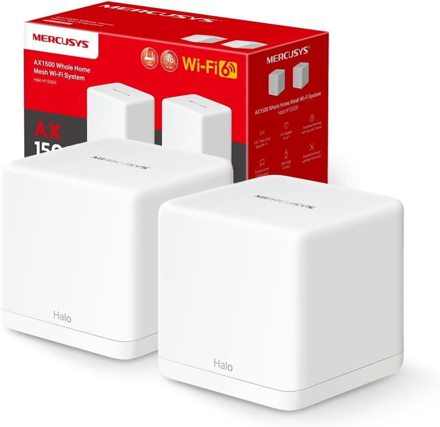 Mercusys TP-Link Halo H1500X (2-pack) Router Mesh WiFi 6 AX1500 - immagine 1