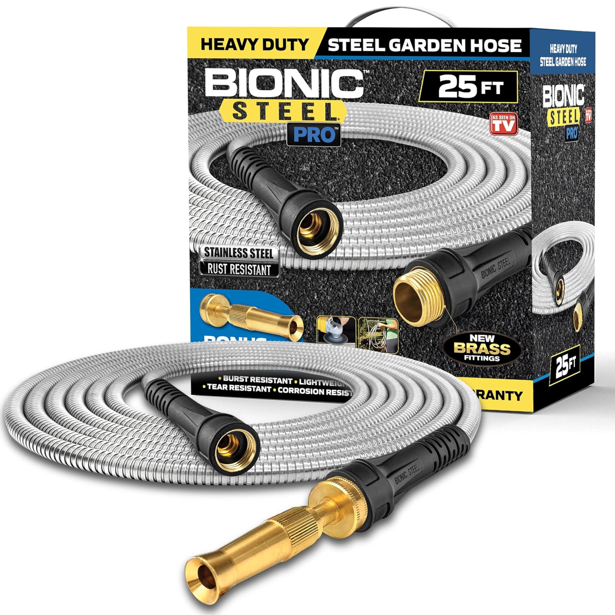 Bionic Steel Tubo da Giardino PRO 25 piedi in Acciaio 304