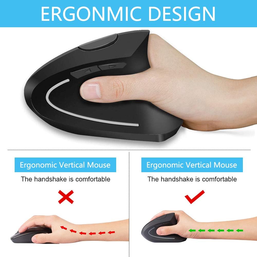 Mouse Verticale Ergonomico Wireless USB Ricaricabile - immagine 4