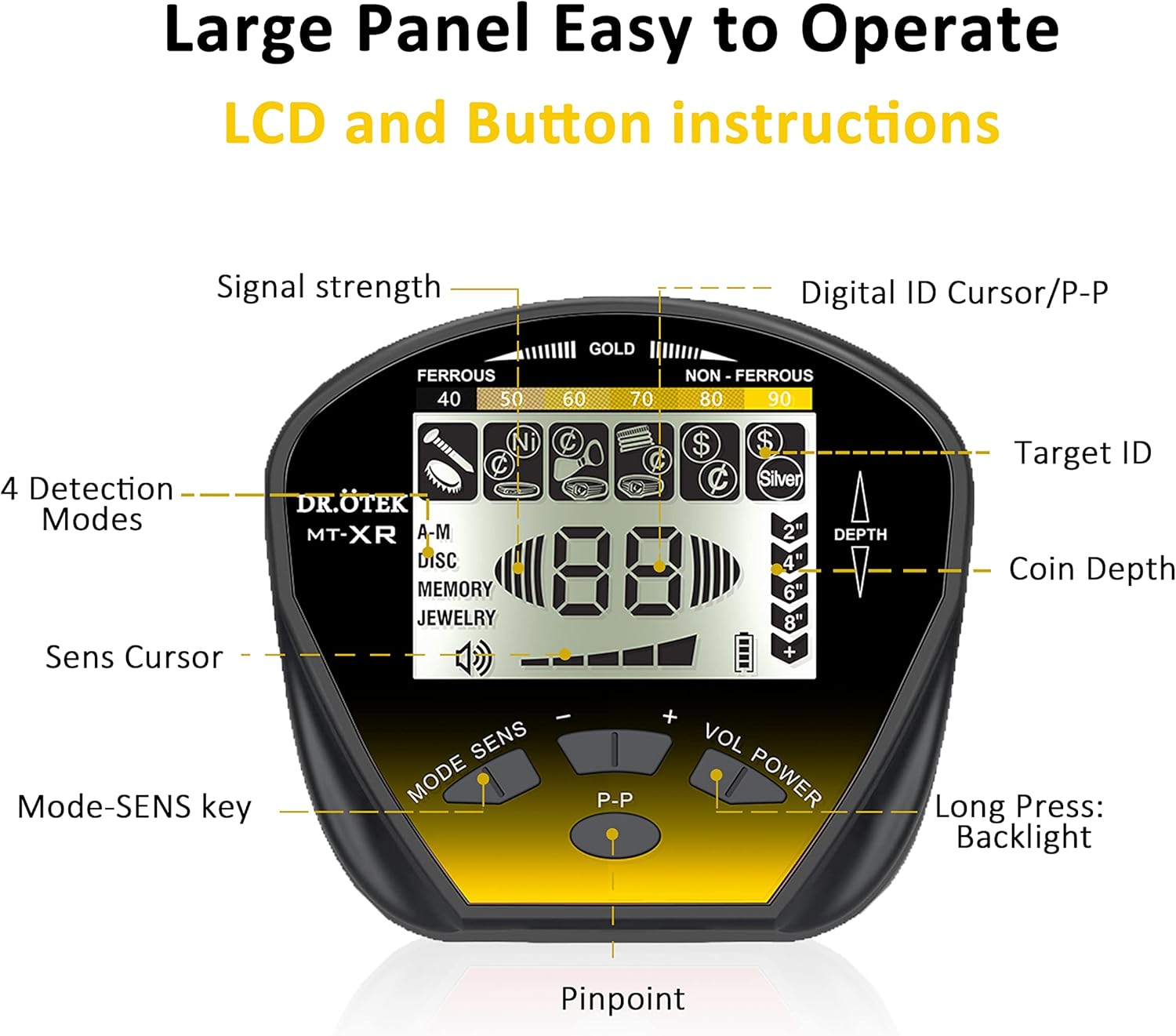 Dr.ötek Metal Detector Professionale IP68 Giallo - immagine 2