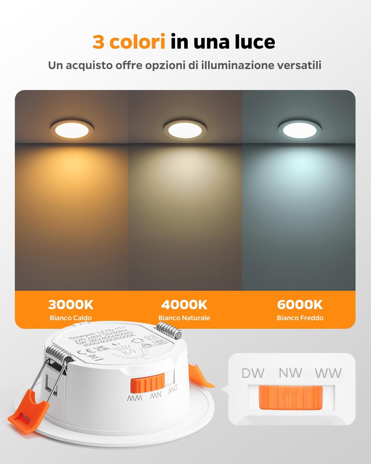 Faretti LED Incasso per Cartongesso 220V 5W IP44 (20 Pezzi) - immagine 2