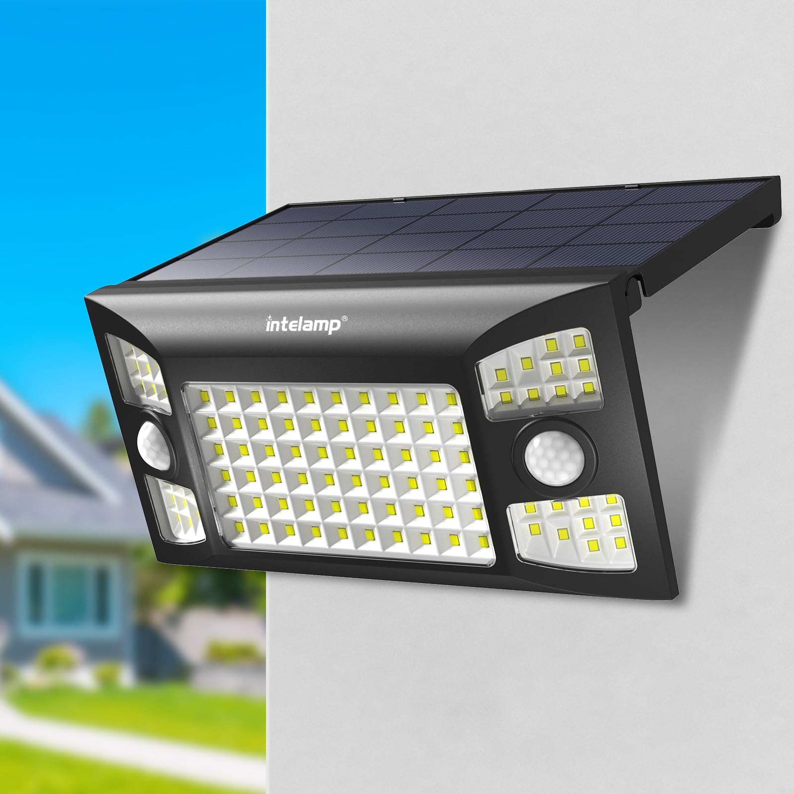Intelamp Luce Solare LED Esterno 1300LM con Sensore