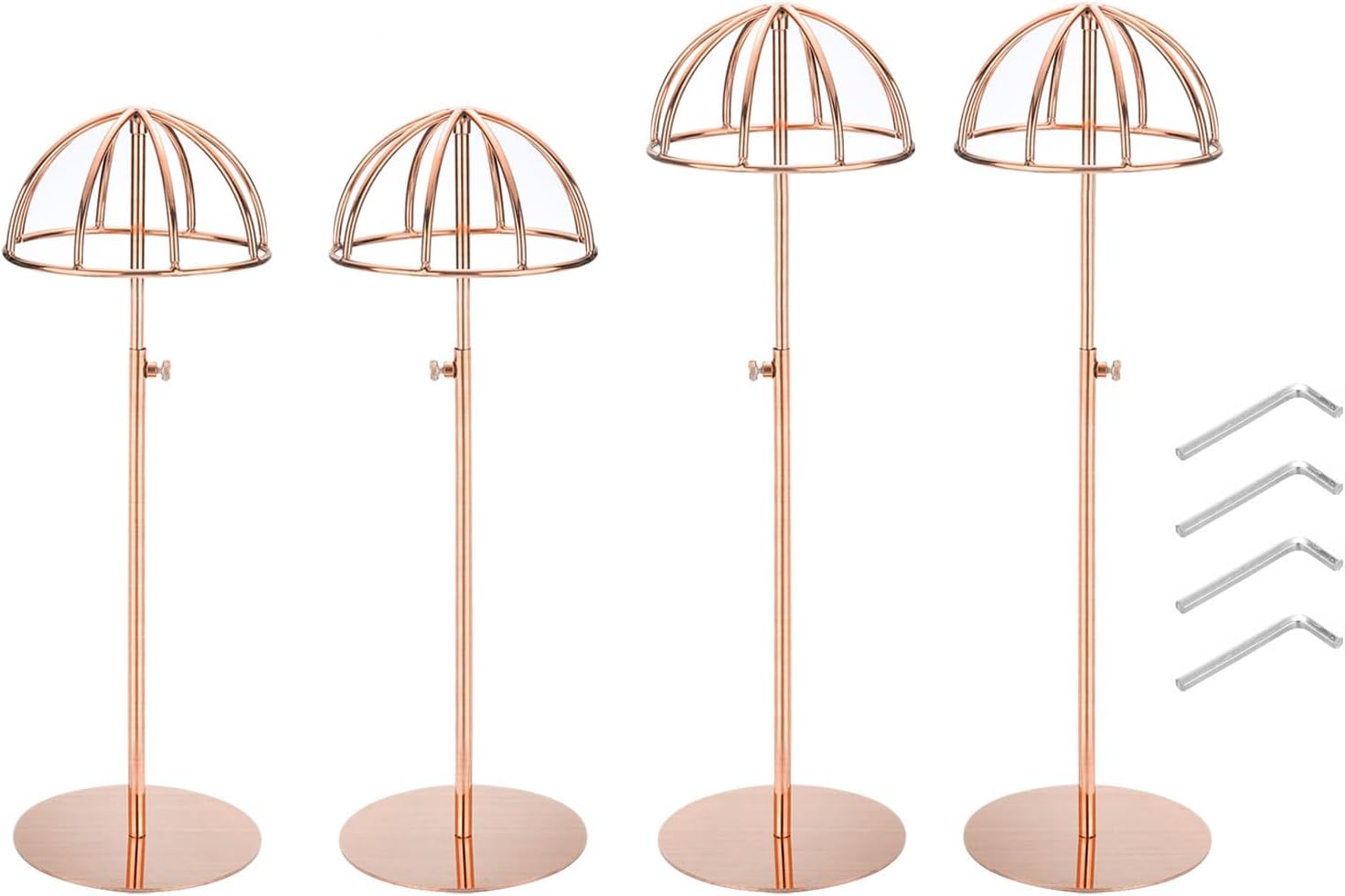 QUARKZMAN 4pz Espositore Cappello Inox Regolabile, Rosa Oro