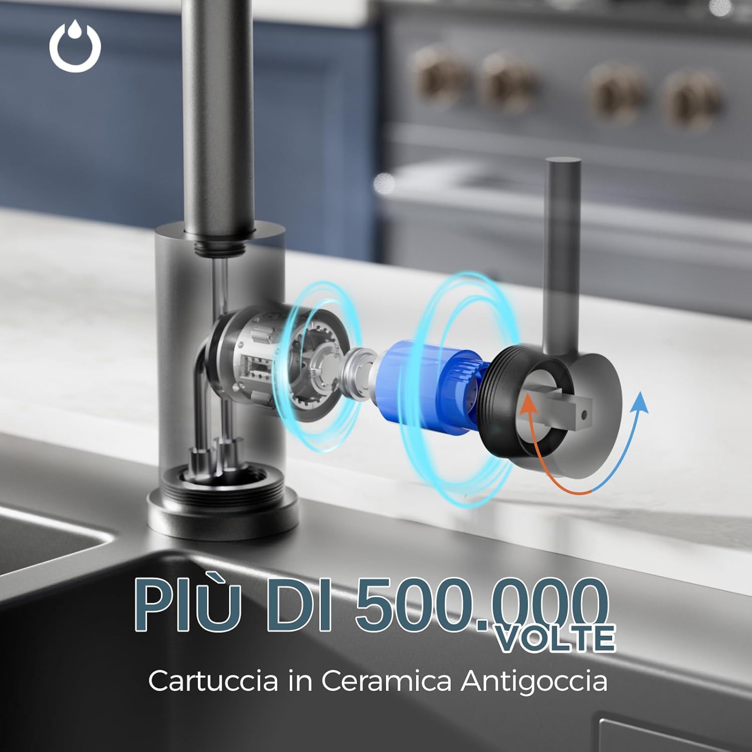 Forious Rubinetto Lavello Cucina Nero Girevole 360° - immagine 2