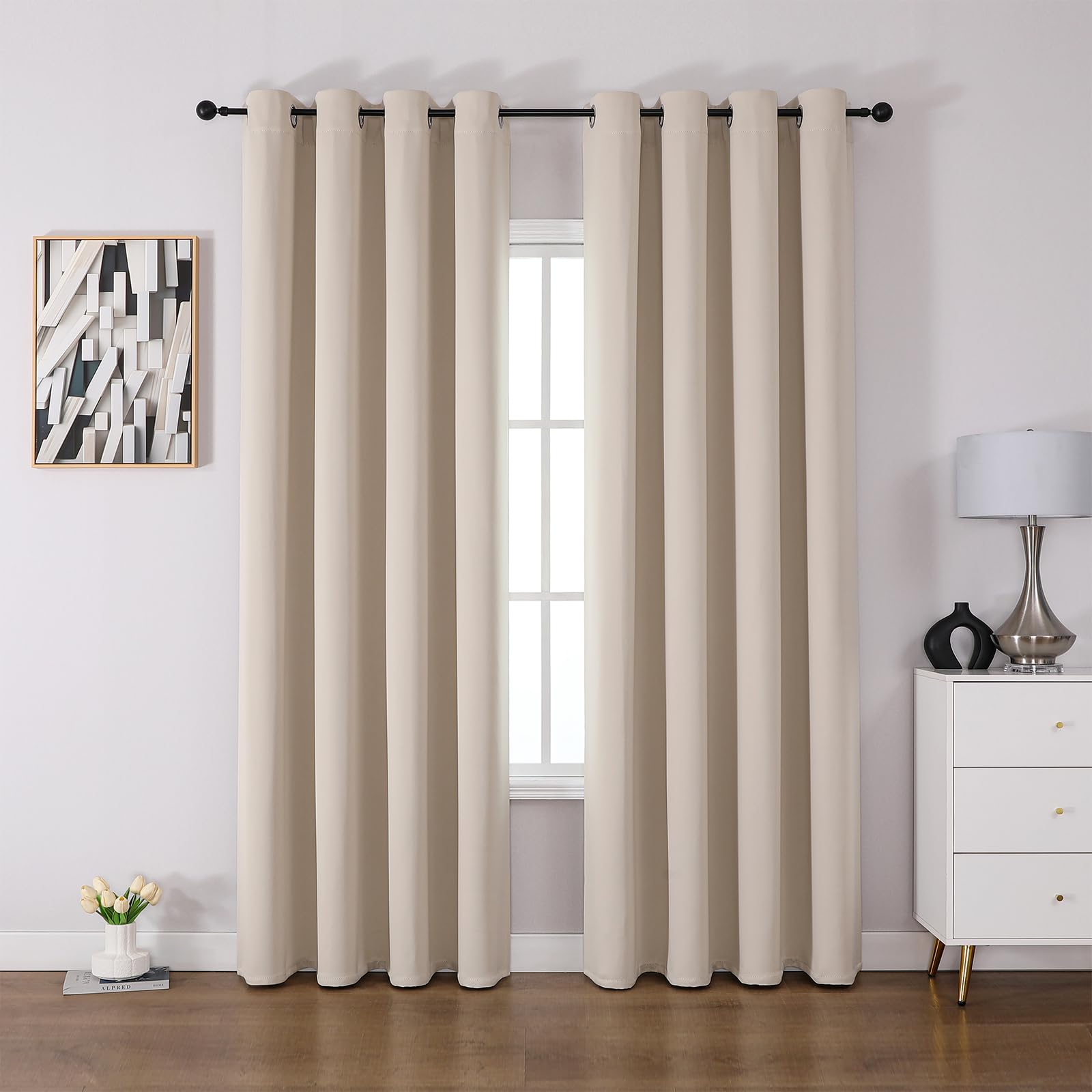 Cucraf Tende Oscuranti Termiche 275 x 140 cm, Beige Chiaro