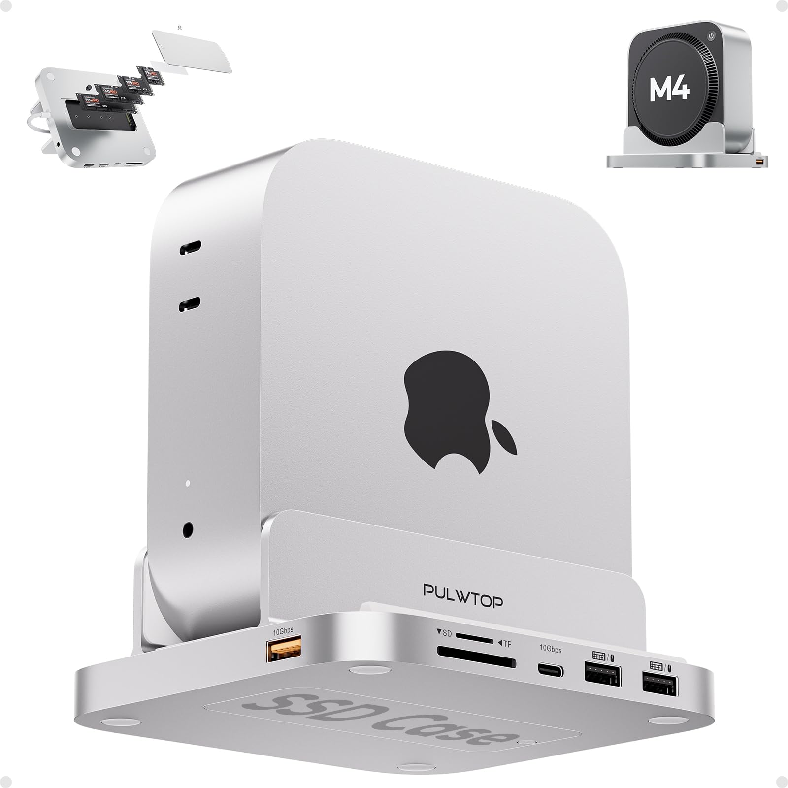 Pulwtop Mac Mini M4 Dock con Custodia SSD M.2