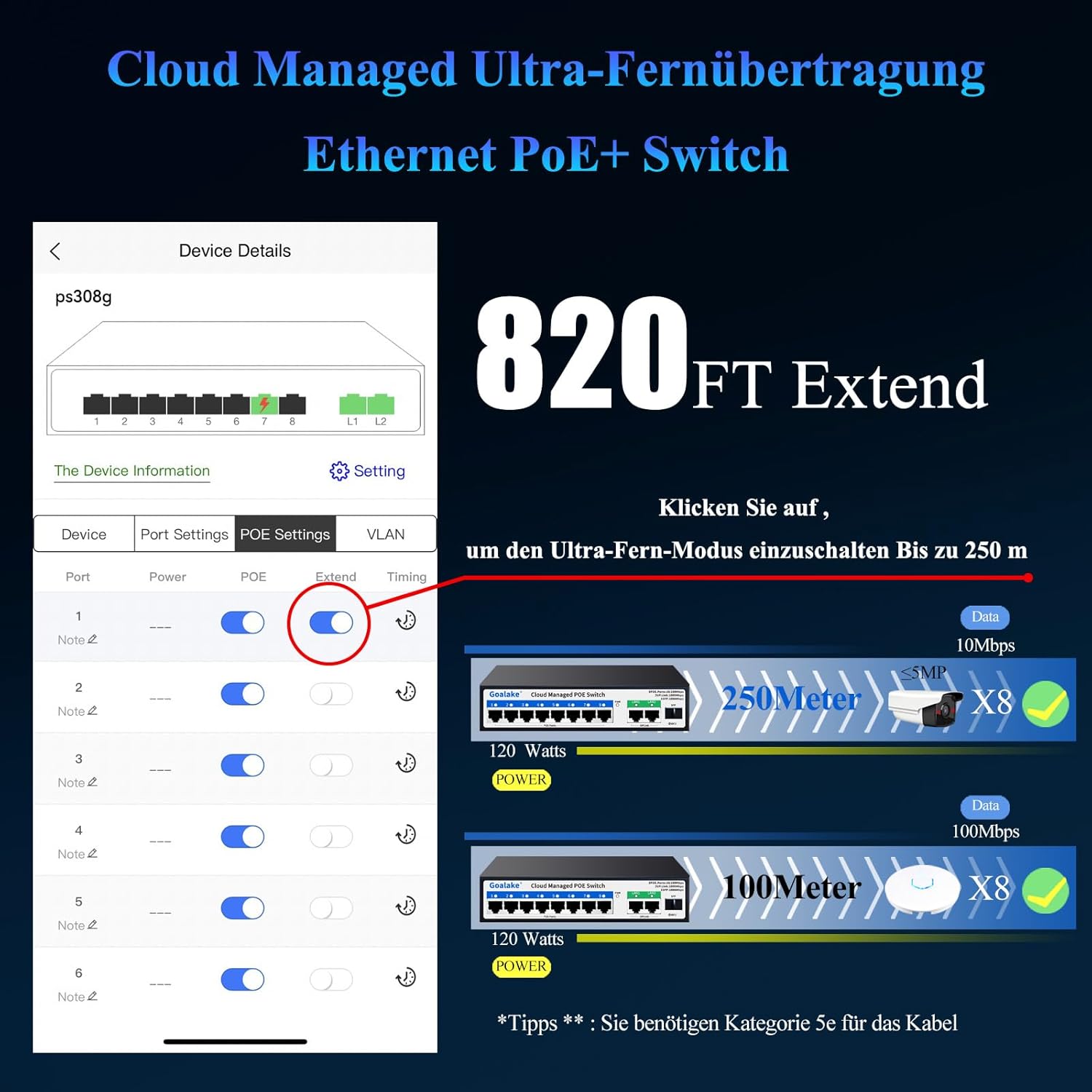 Goalake Switch Poe 11 Porte - Ethernet Gestito nel Cloud - immagine 5