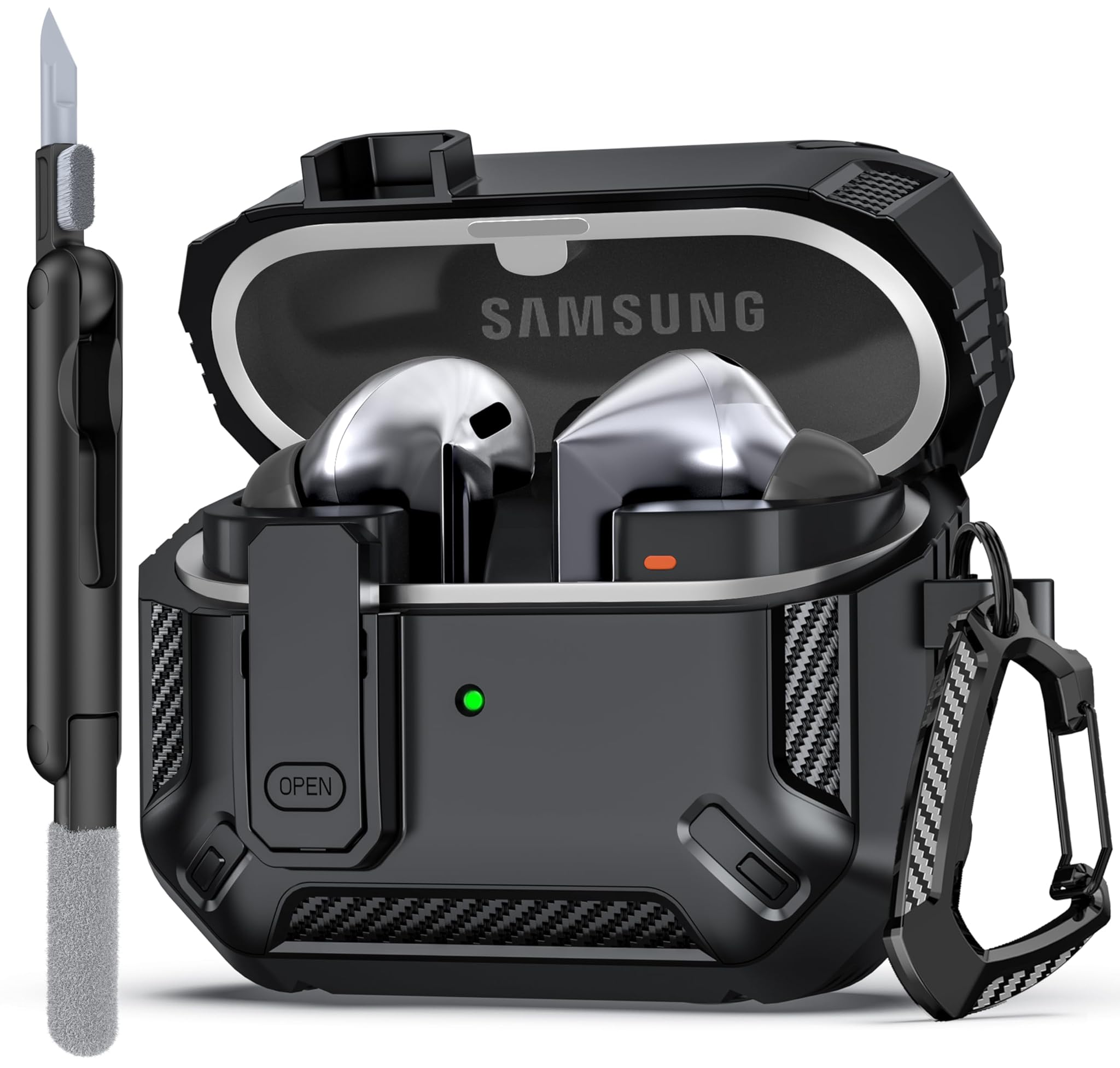 Mhyaludo Custodia per Samsung Galaxy Buds3/Buds3 Pro (2024), Nera