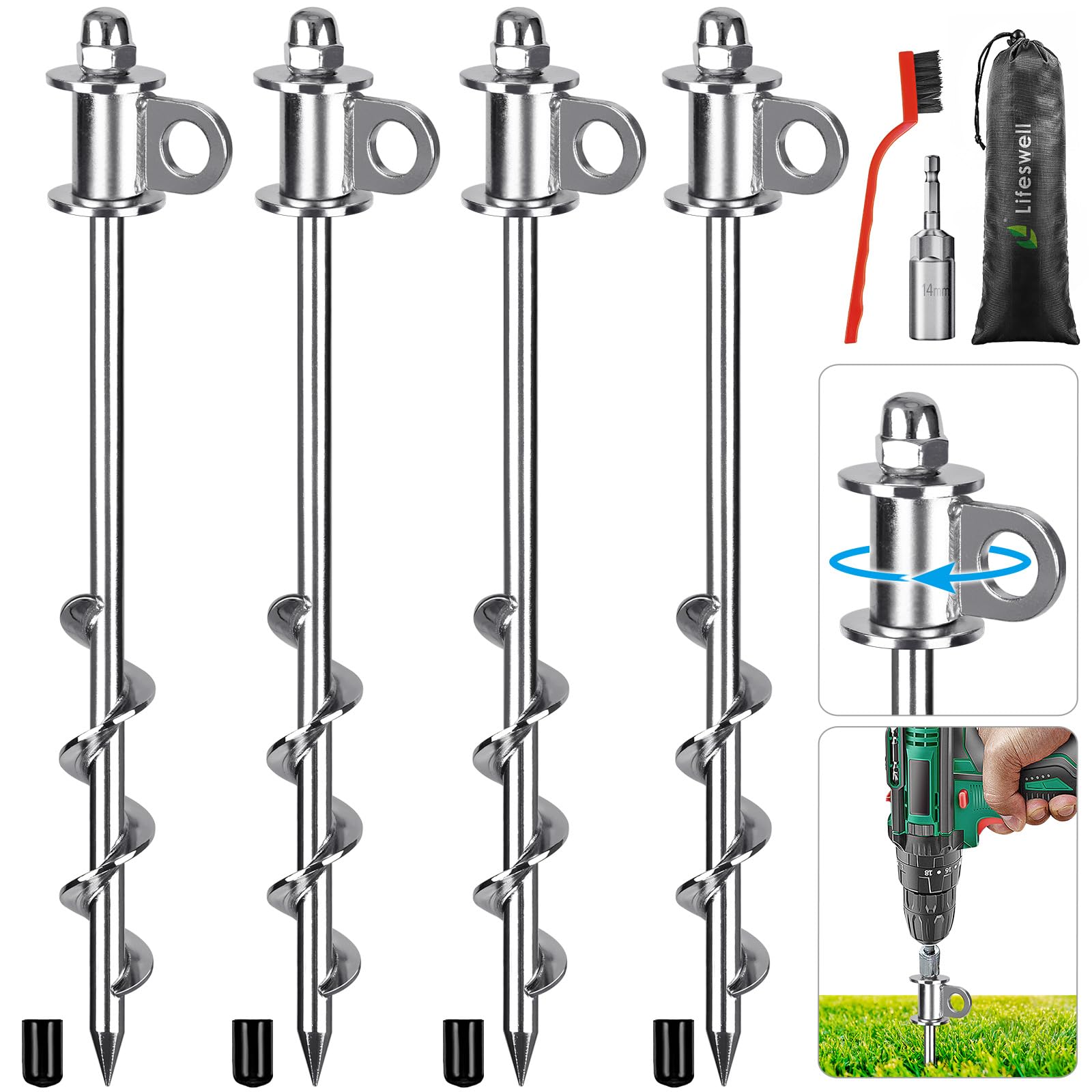 Confezione 4 Picchetti per Tenda Resistenti 30,5cm