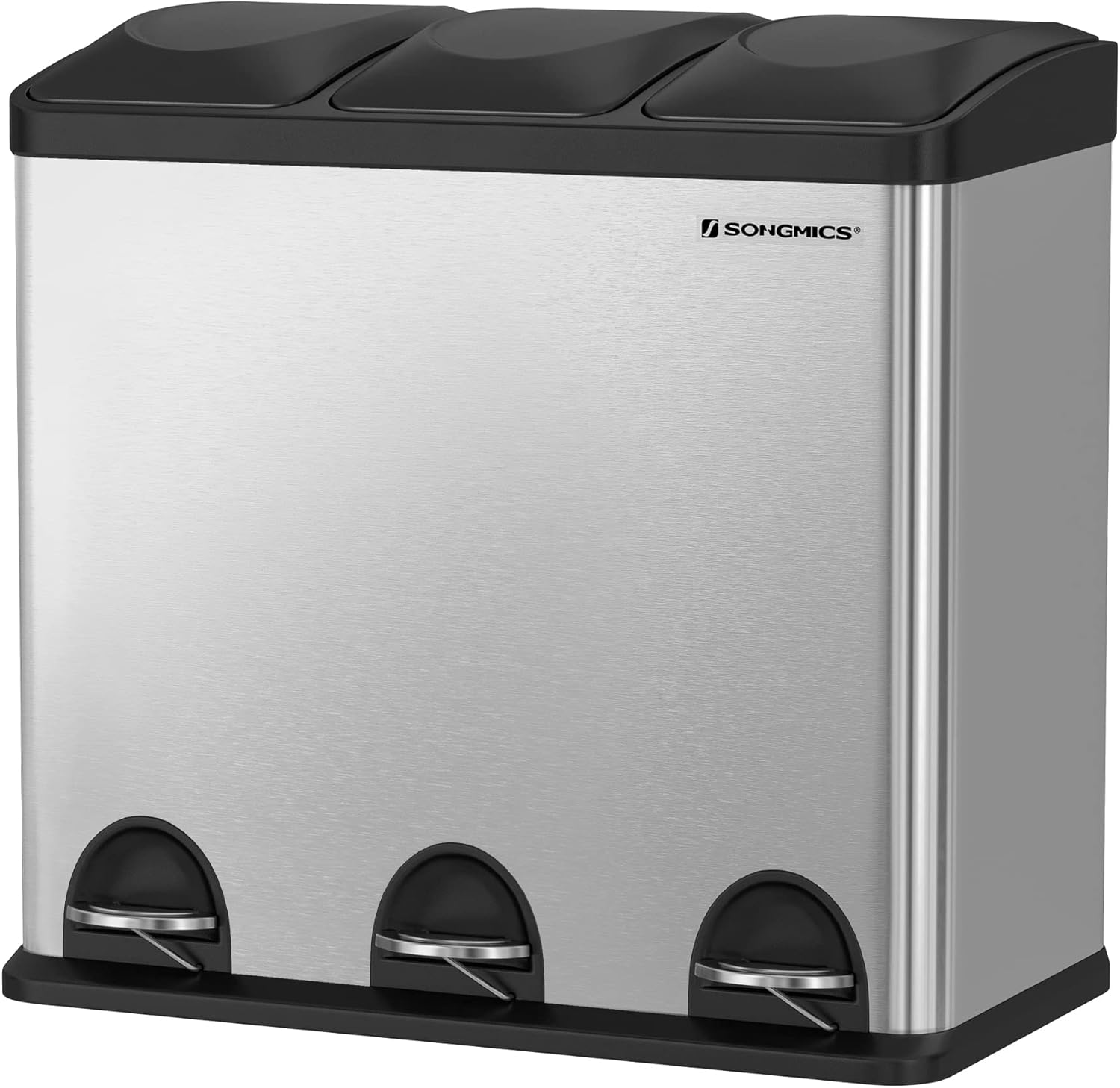 Songmics Pattumiera Cucina 54 Litri 3 Scomparti, Argento - immagine 1