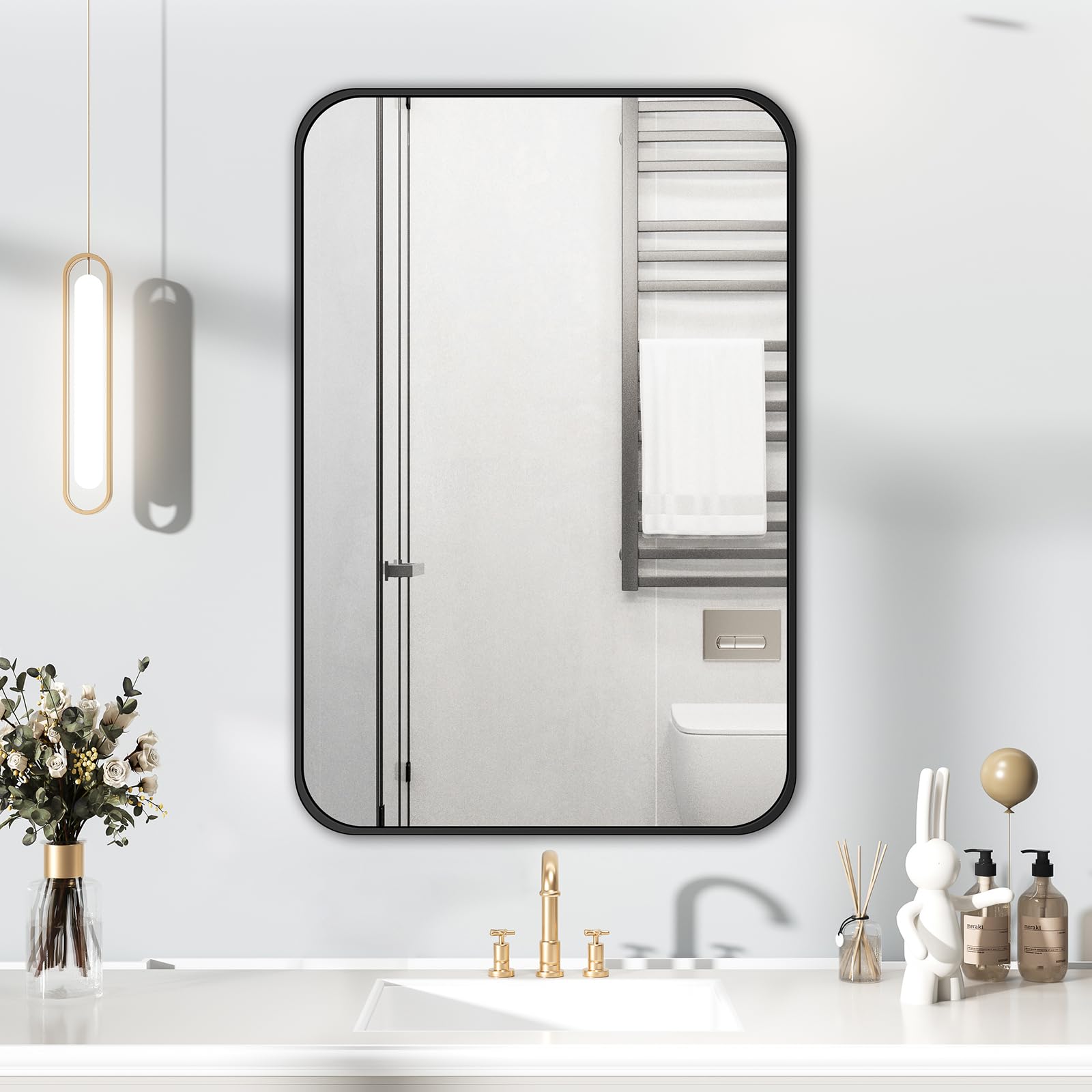 Highbath Specchio con Cornice Nera 60x80 cm