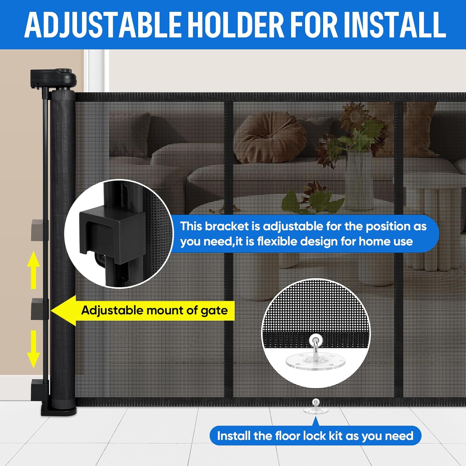 Cancelletto Estensibile per Cani e Bambini 0-300 cm, Nero - immagine 6