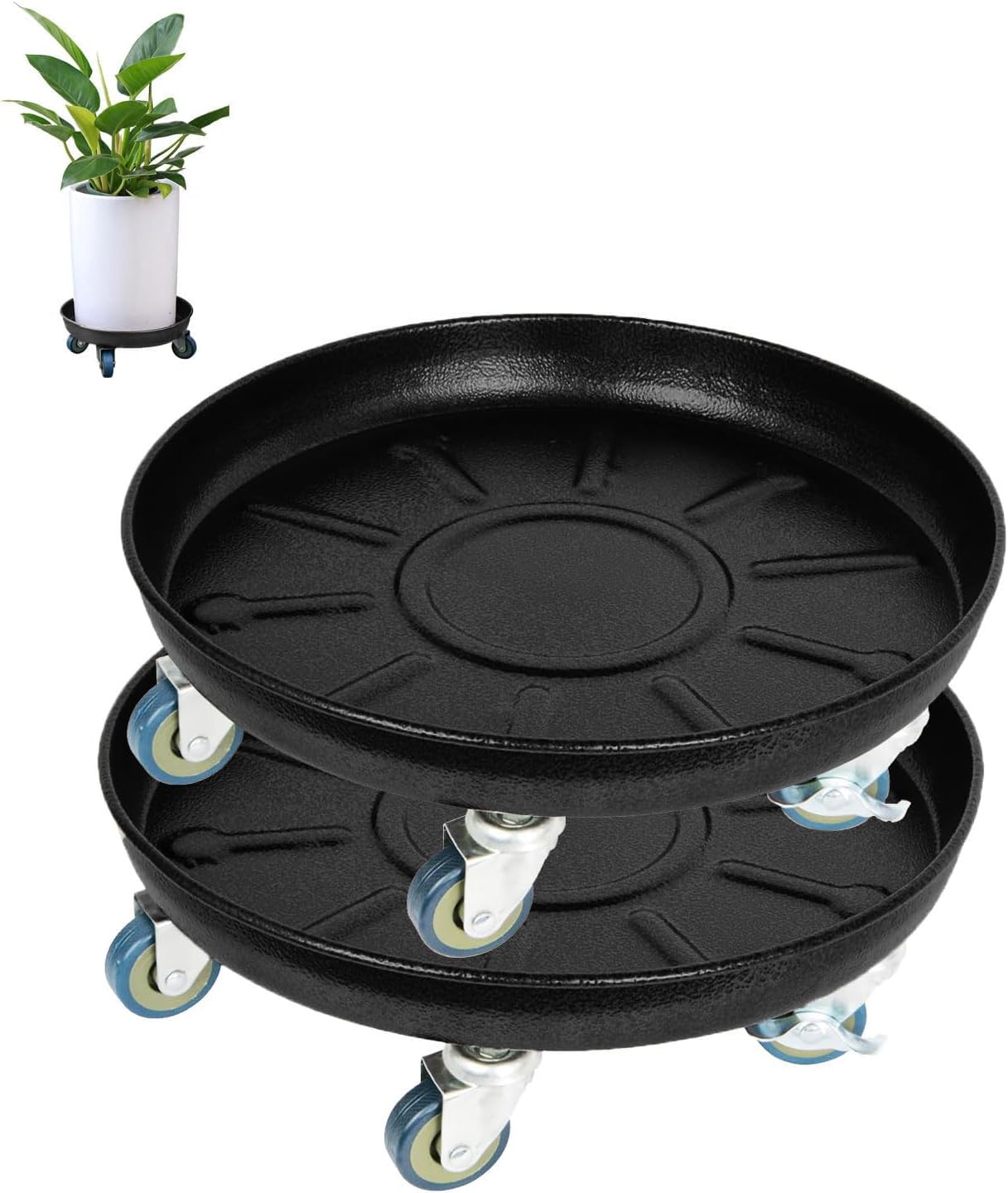 Fiita 2 Contenitori Rotondi per Piante con Ruote