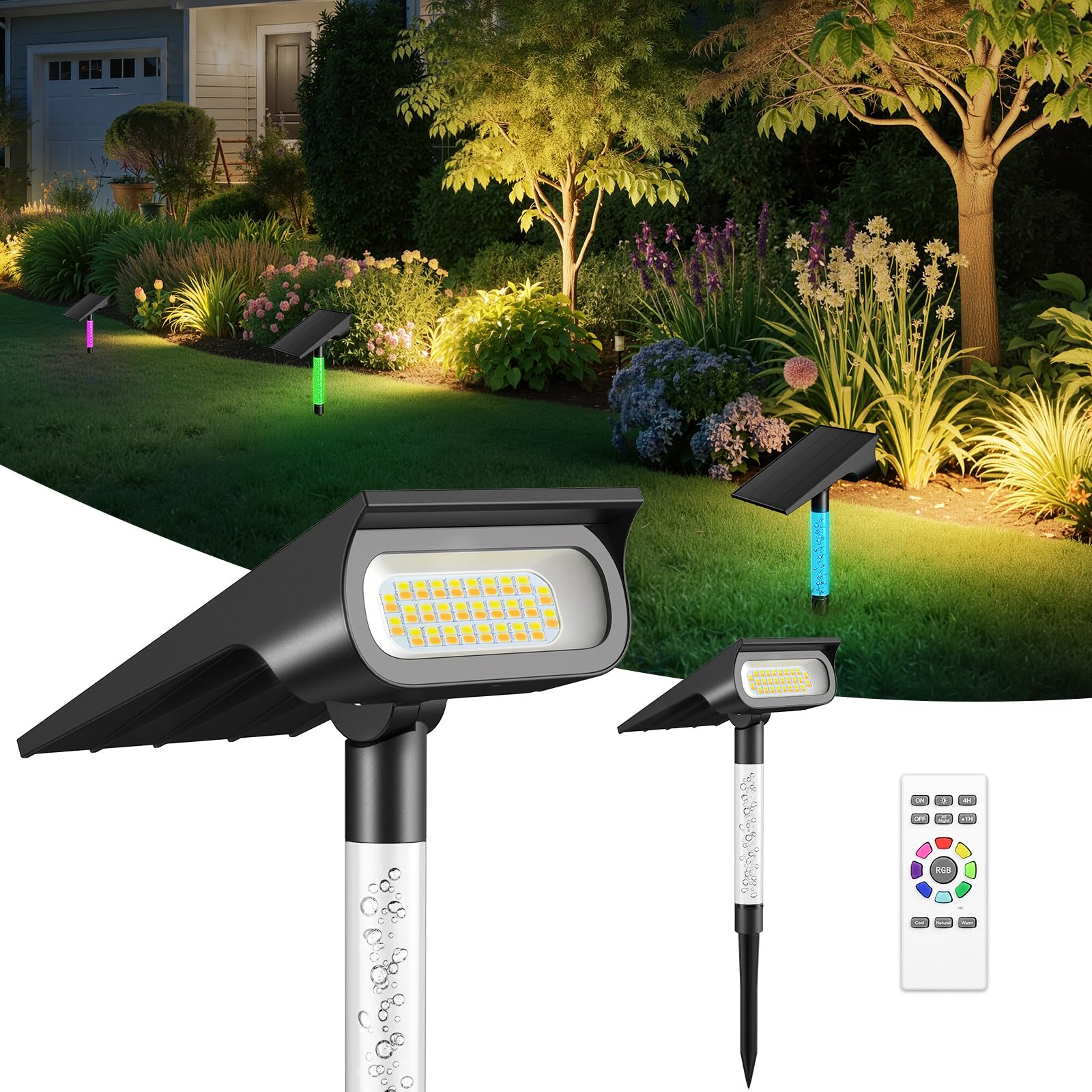 Intelamp Faretti Solari LED Esterno 2 Pezzi IP65