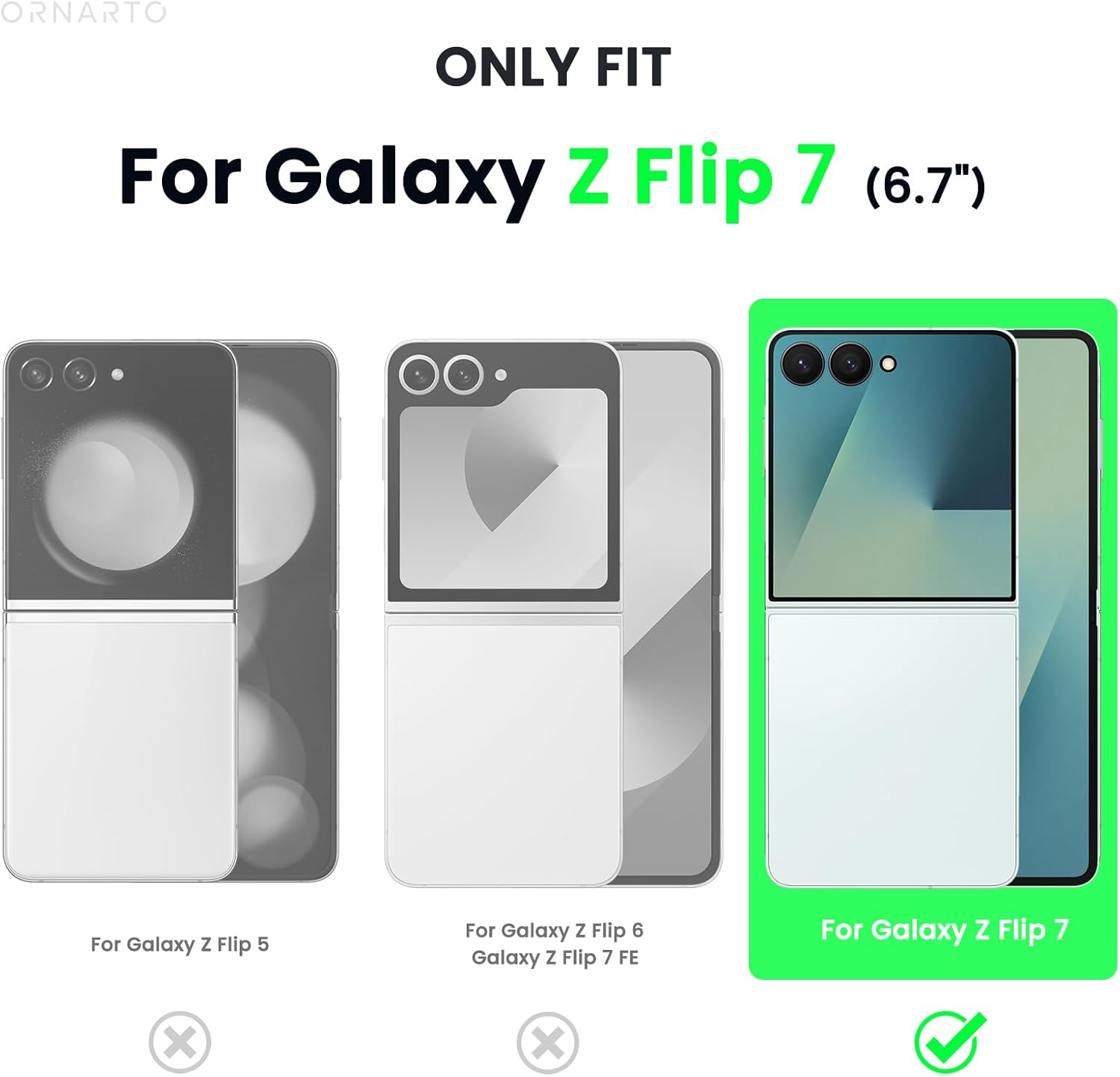 Ornarto Cover Trasparente per Samsung Galaxy Z Flip 7 - immagine 2