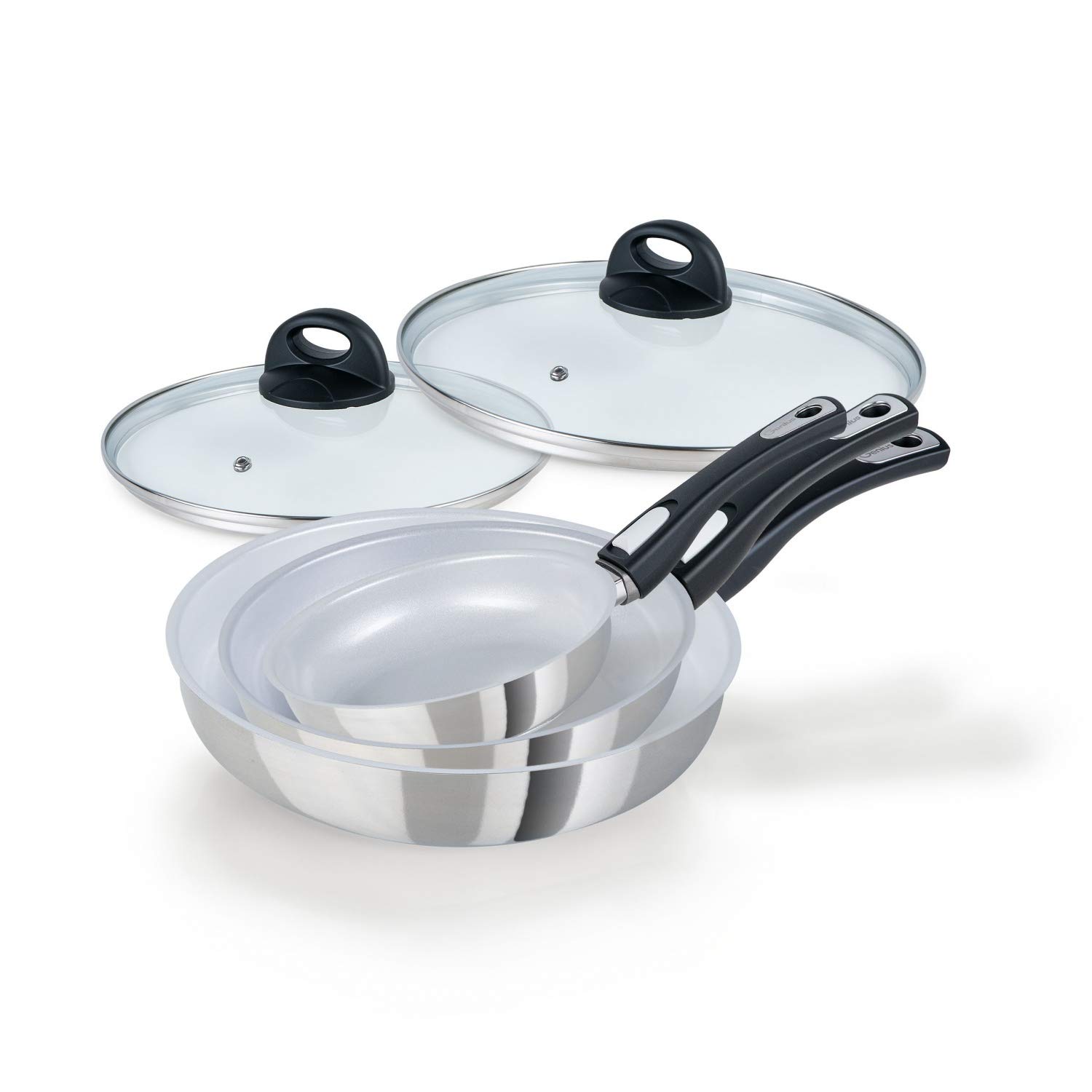 Genius Cerafit Steel - Set 5 Padelle Ceramica 20/24/28cm