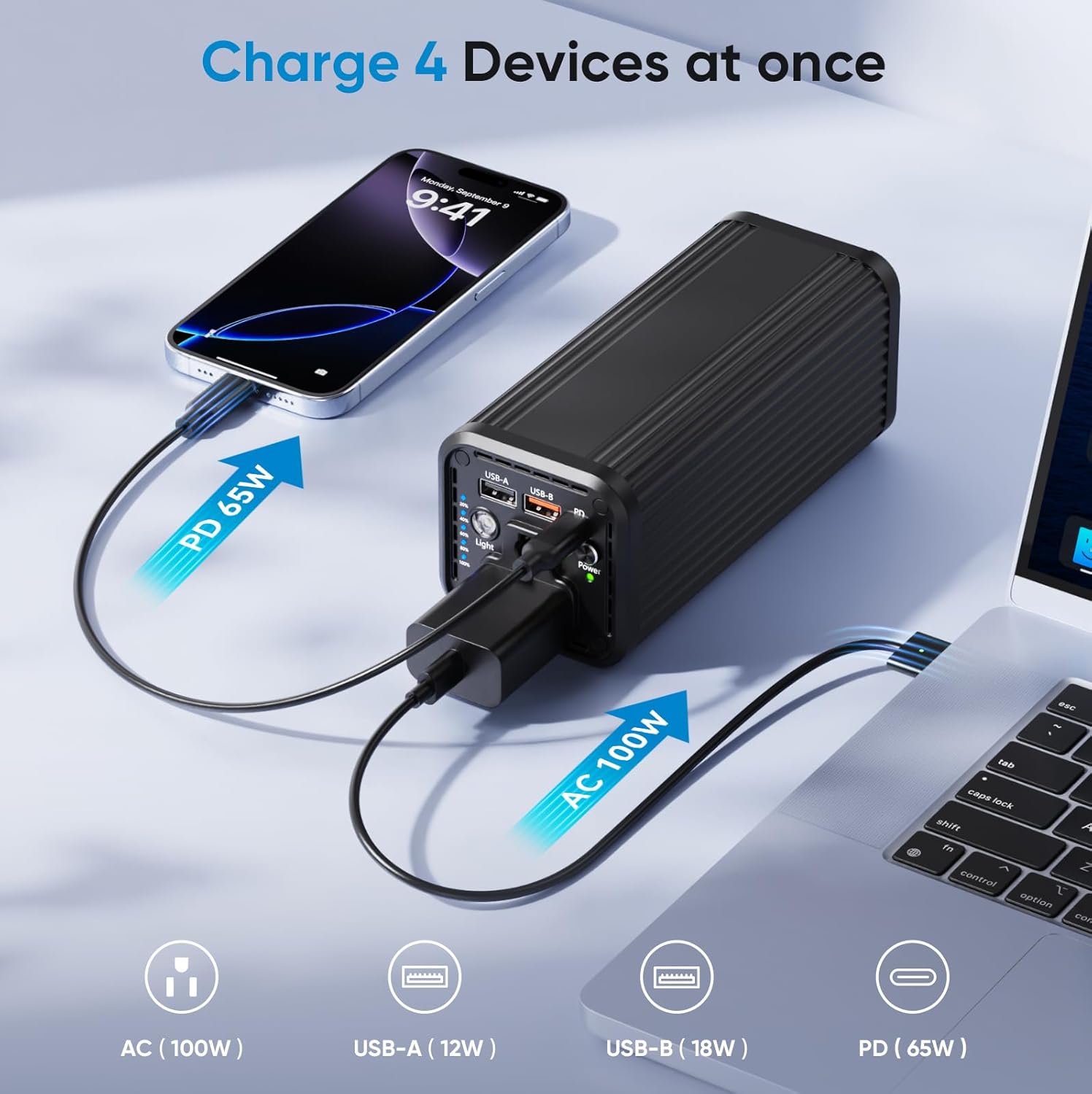 Powerstation N22 - Batteria Esterna 27000 mAh con AC 100W - immagine 2