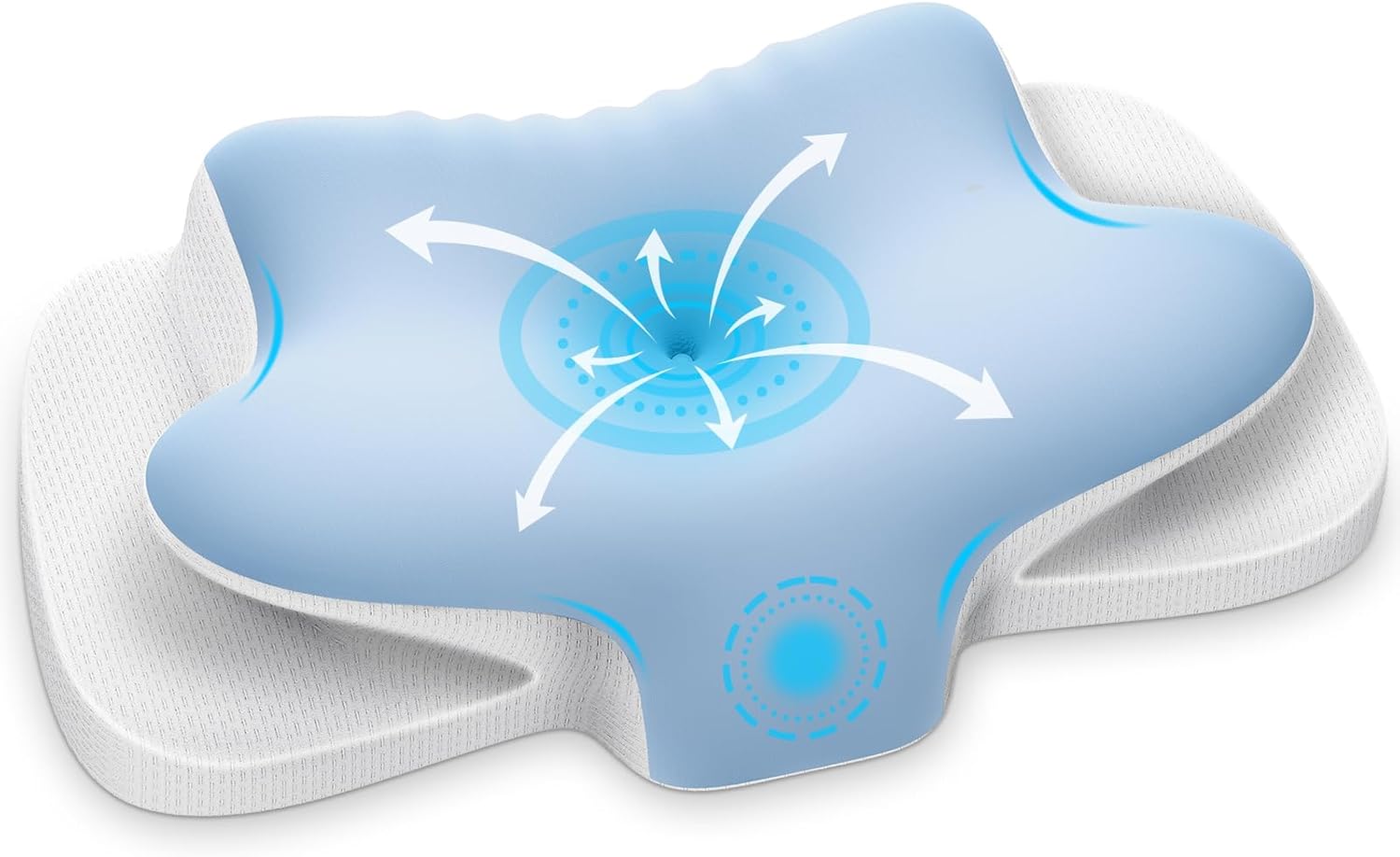 Cuscino Cervicale Ergonomico in Memory Foam 2 in 1, Blu - immagine 1